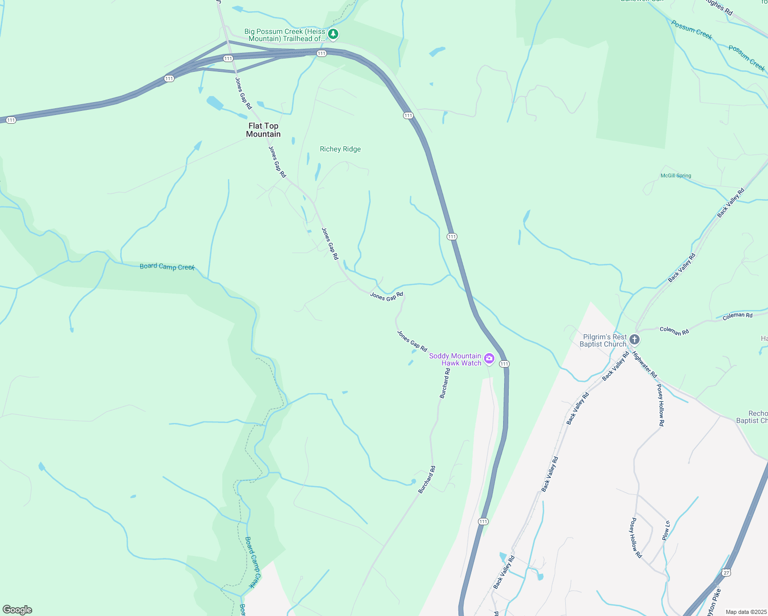 map of restaurants, bars, coffee shops, grocery stores, and more near 12383 Jones Gap Road in Soddy-Daisy