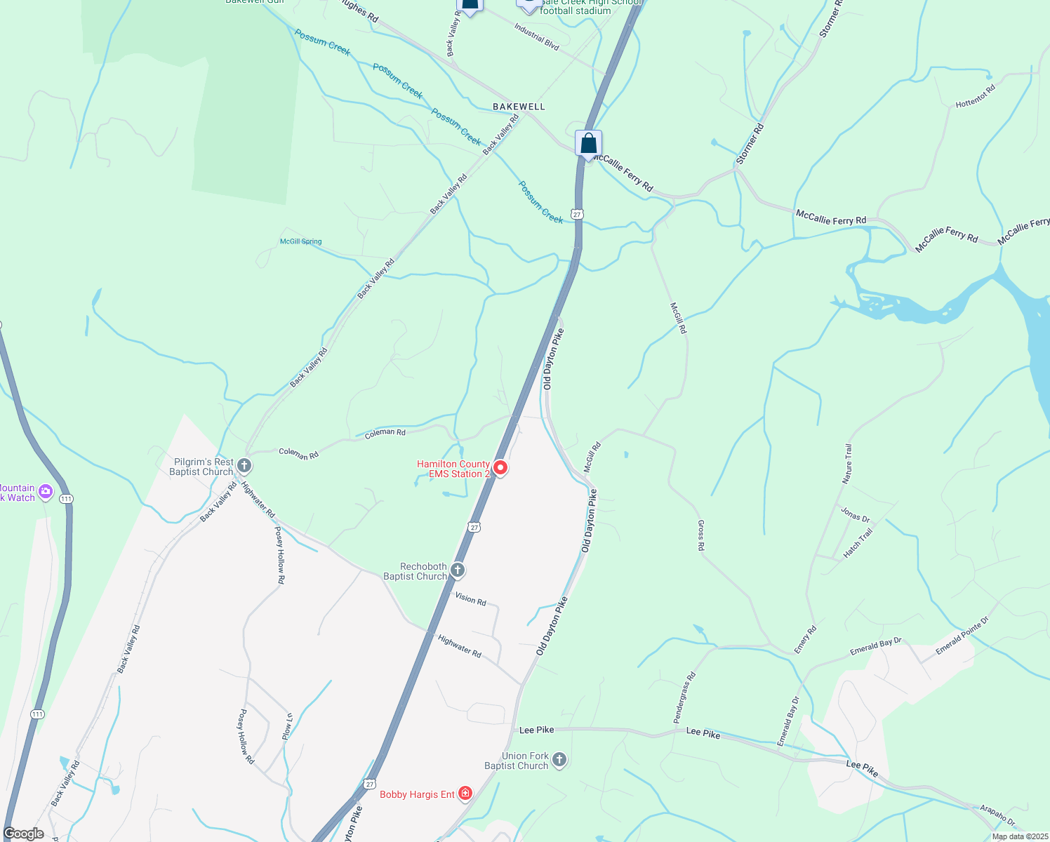 map of restaurants, bars, coffee shops, grocery stores, and more near 98 Coleman Road in Soddy-Daisy