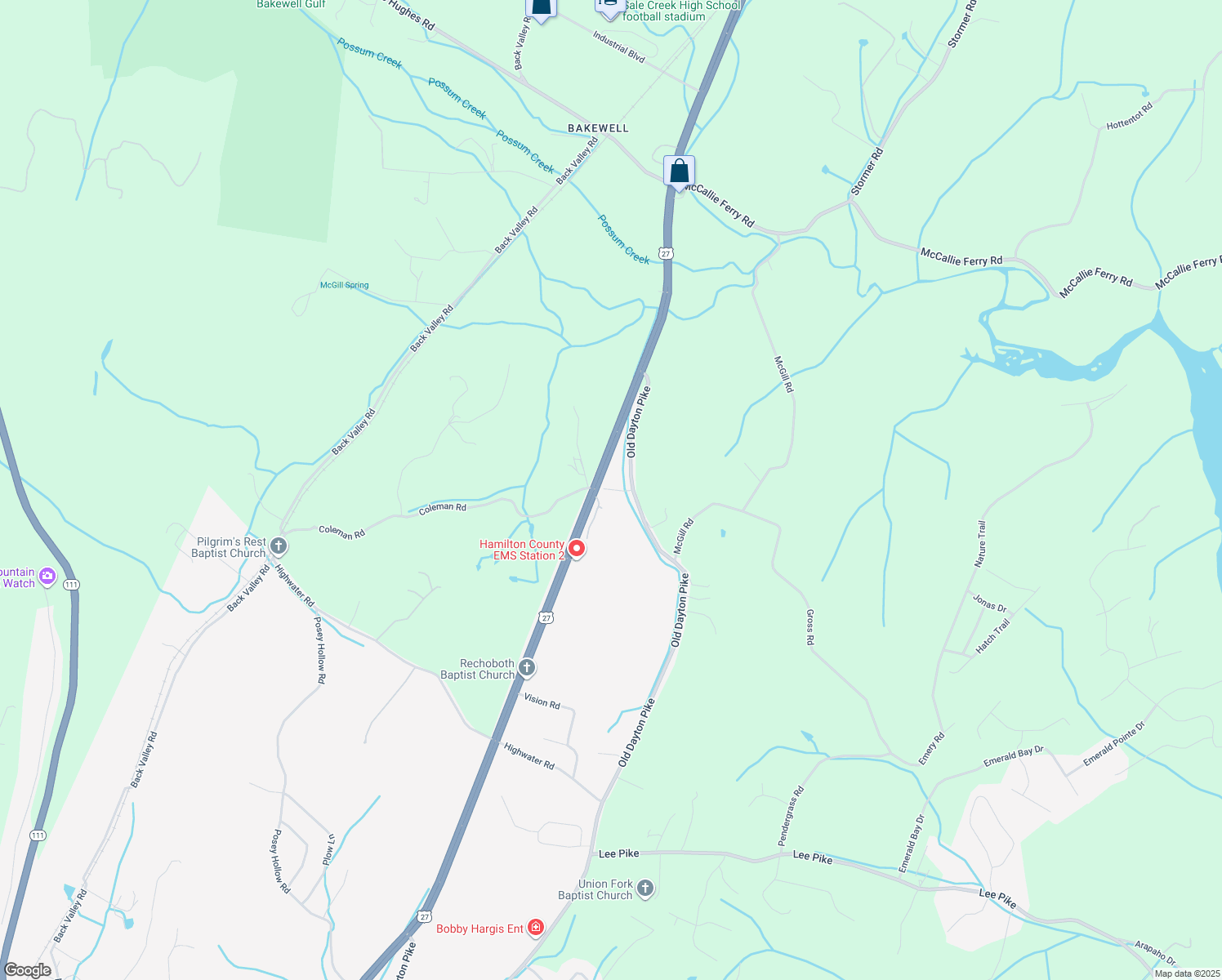 map of restaurants, bars, coffee shops, grocery stores, and more near 98 Coleman Road in Soddy-Daisy