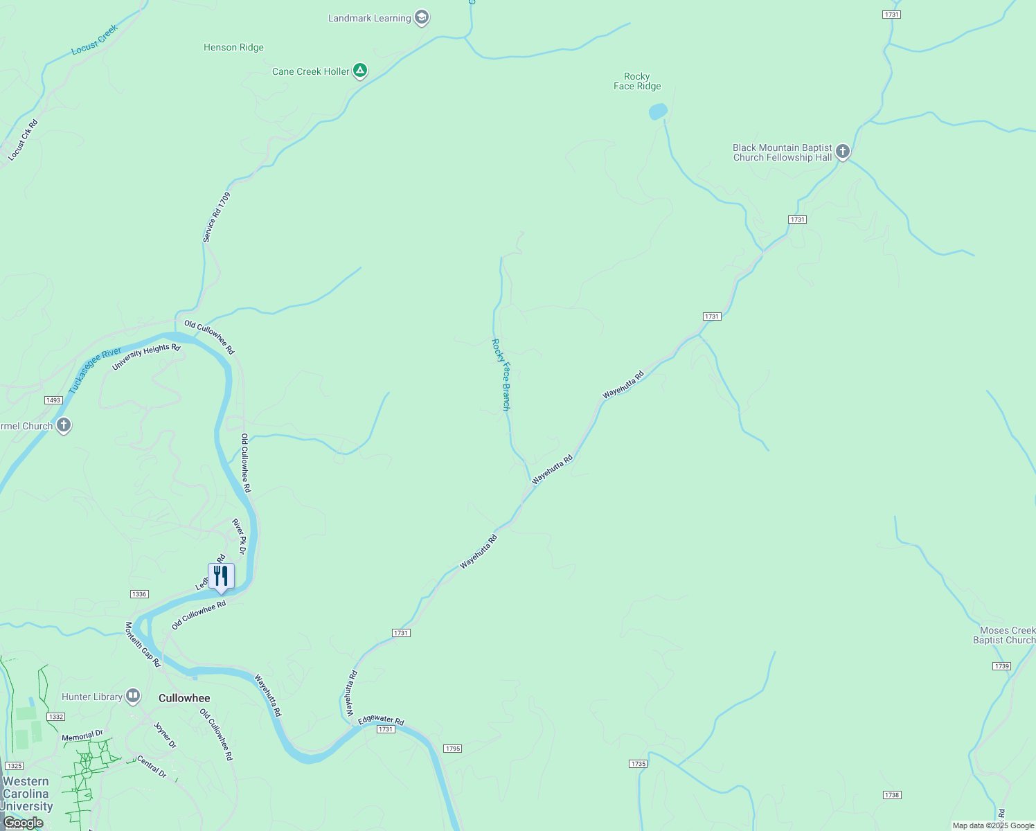 map of restaurants, bars, coffee shops, grocery stores, and more near 354 Watson Branch Road in Cullowhee