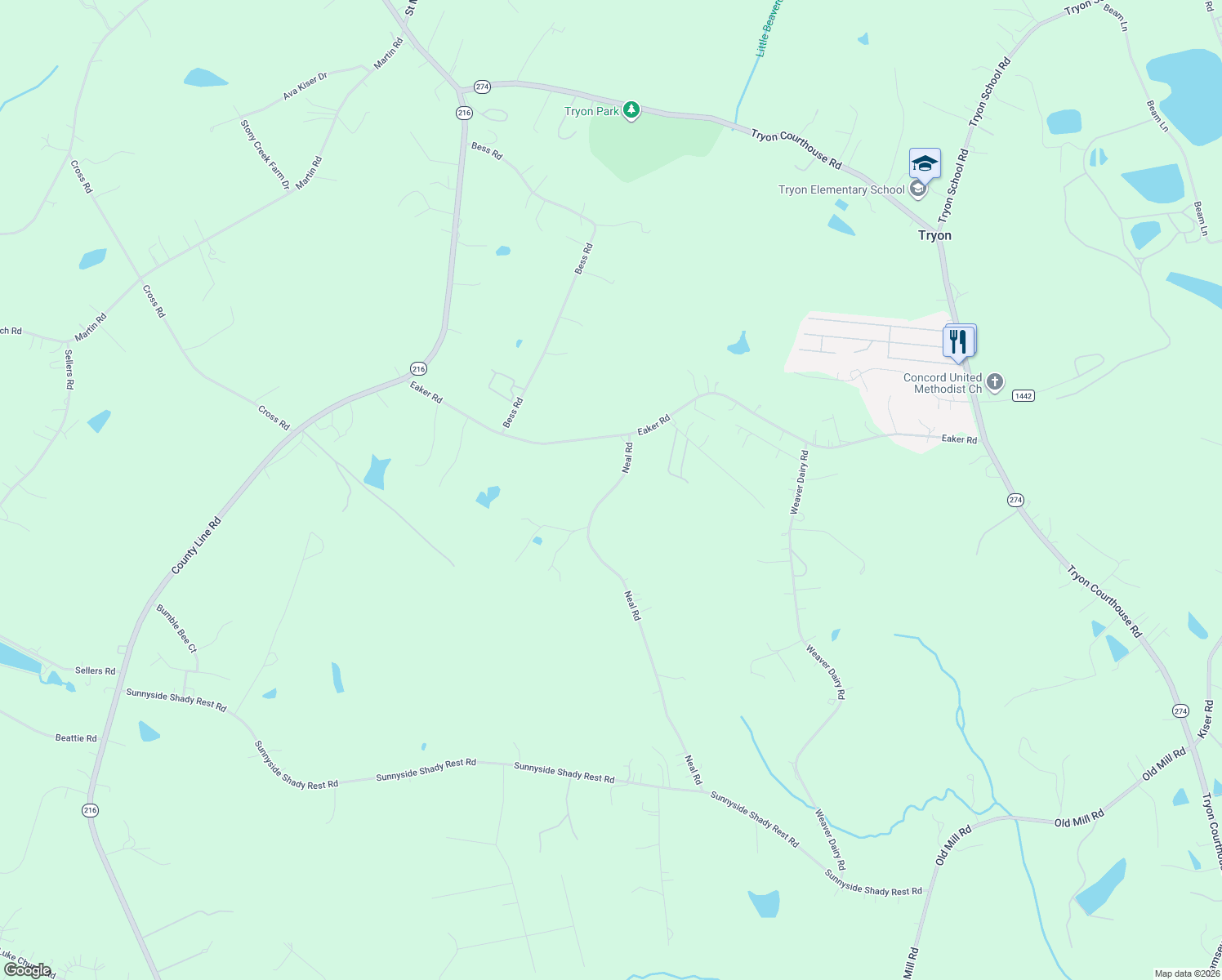 map of restaurants, bars, coffee shops, grocery stores, and more near 441 Neal Rd in Bessemer City