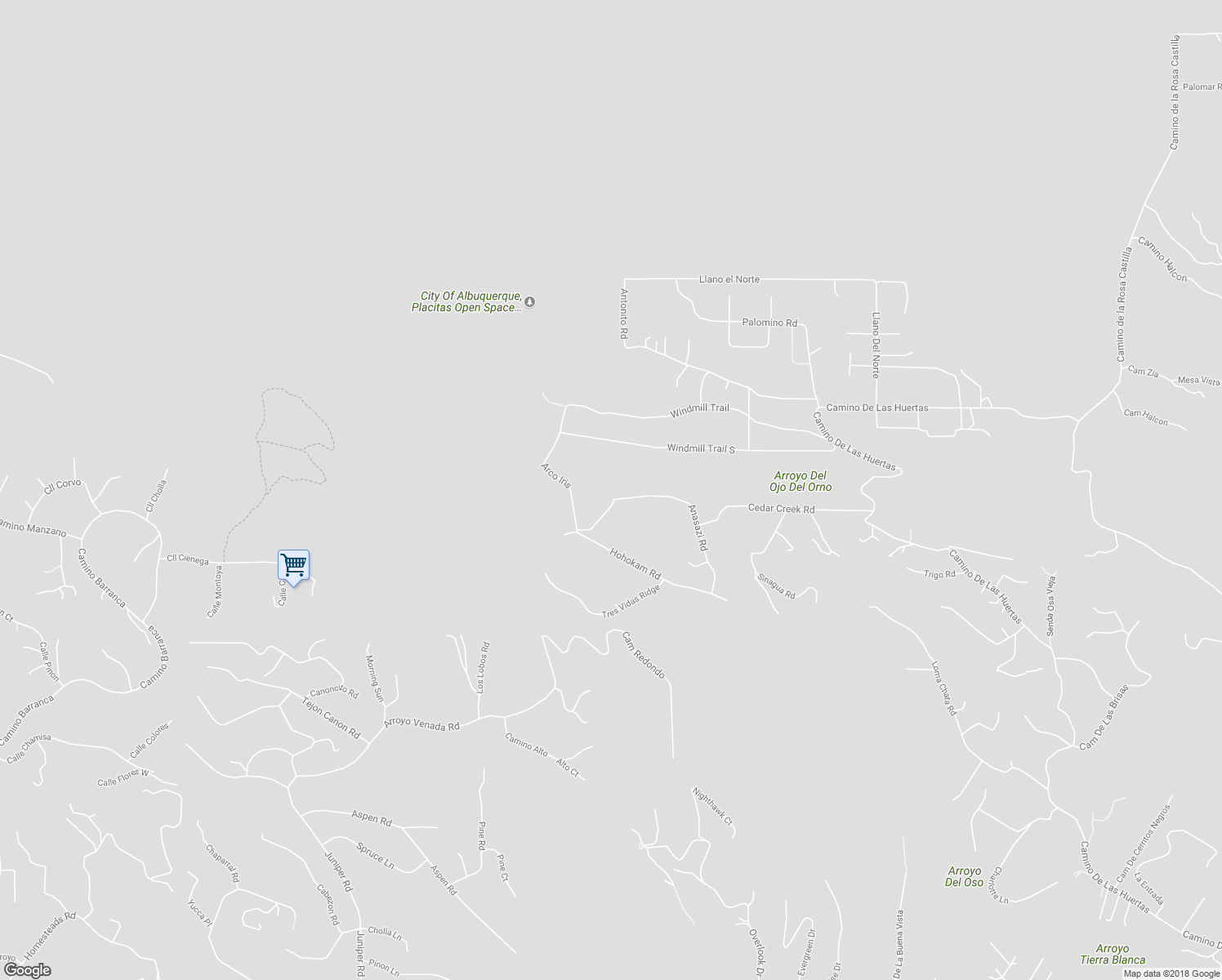 map of restaurants, bars, coffee shops, grocery stores, and more near 19 Sacred Path in Placitas