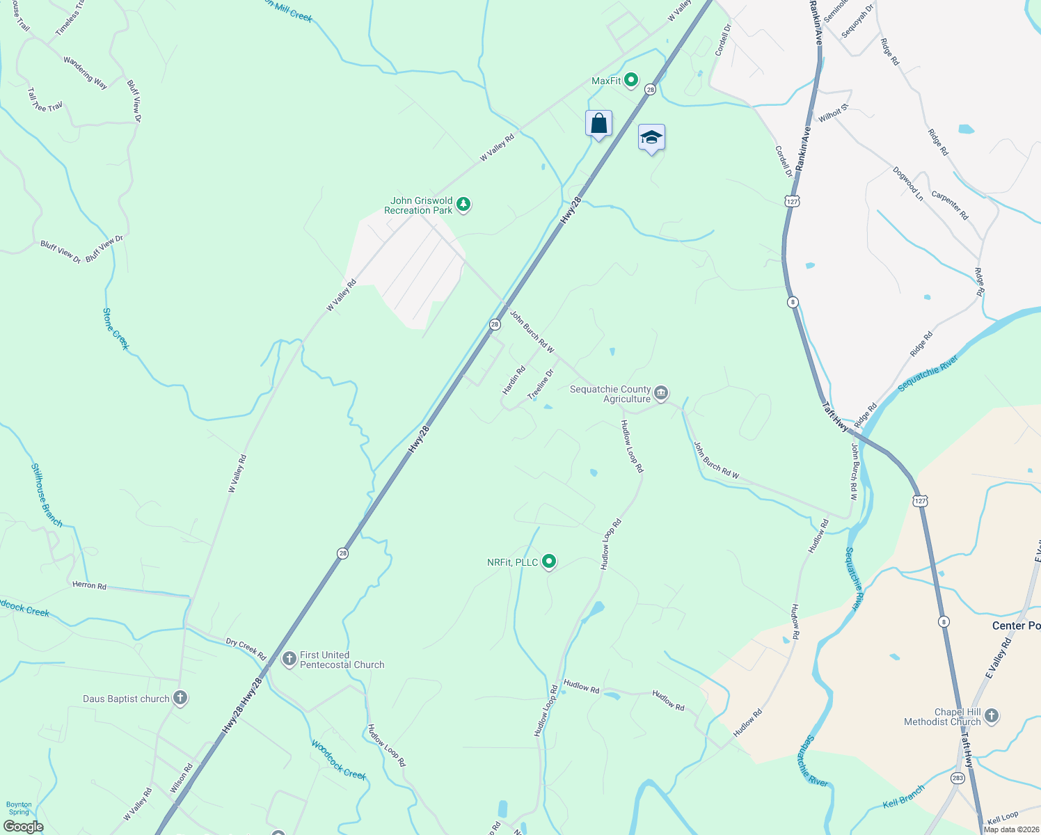 map of restaurants, bars, coffee shops, grocery stores, and more near 452 Hardin Road in Dunlap