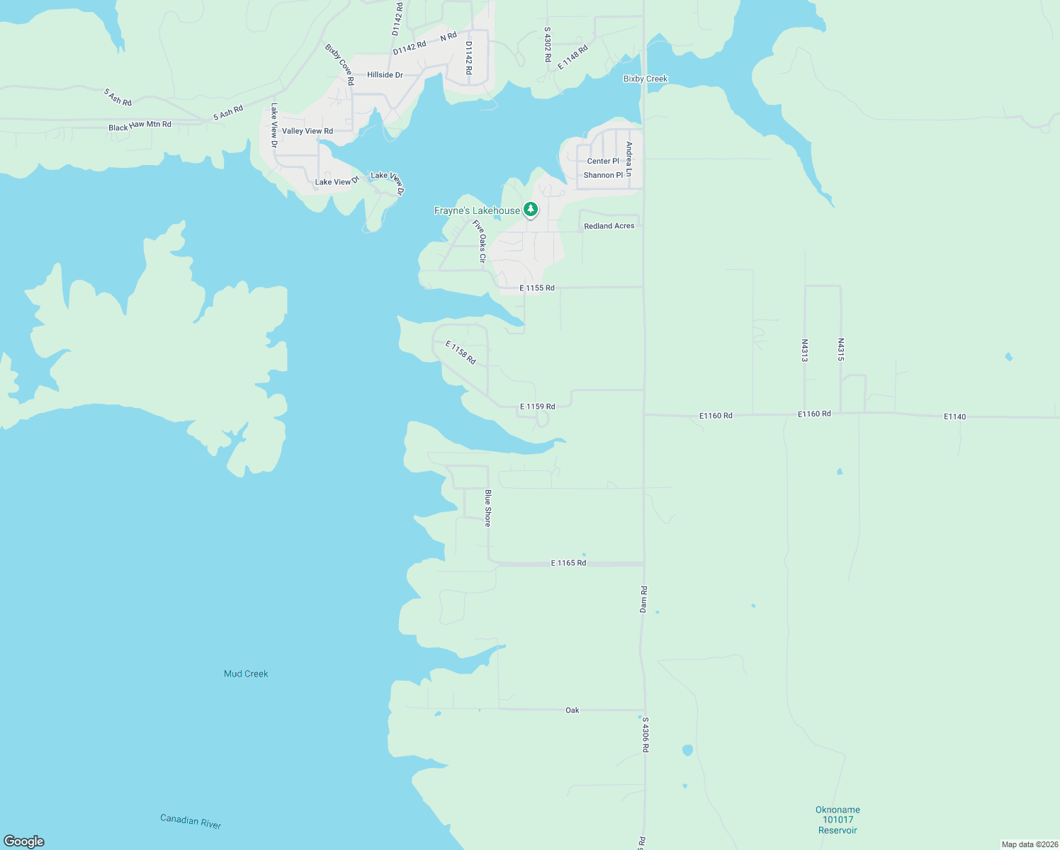 map of restaurants, bars, coffee shops, grocery stores, and more near 115969 South 4301 Road in Porum