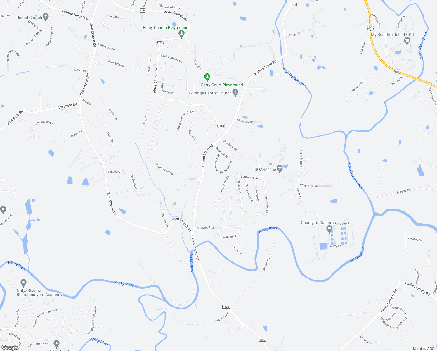 map of restaurants, bars, coffee shops, grocery stores, and more near 6101 Firethorne Lane in Concord