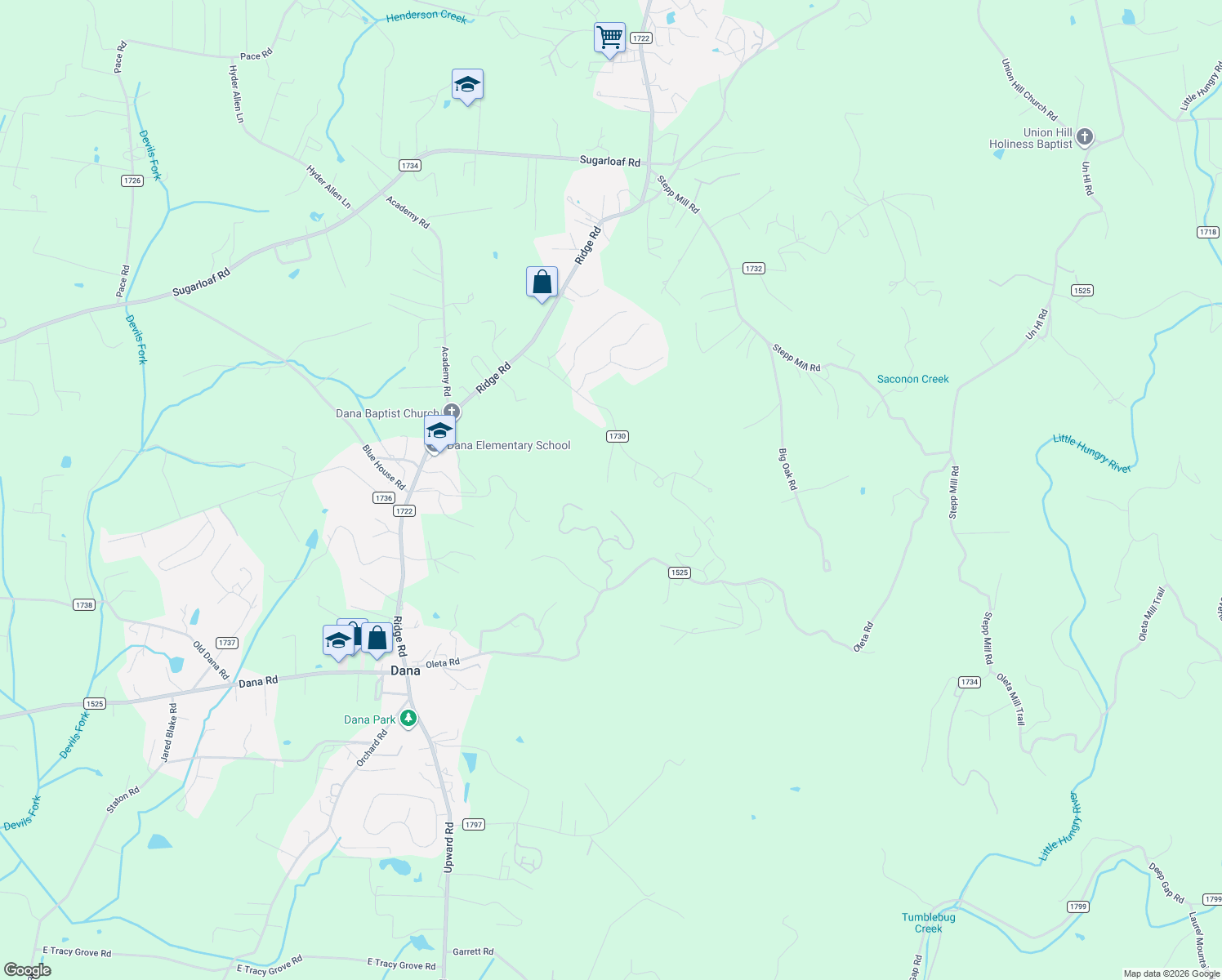 map of restaurants, bars, coffee shops, grocery stores, and more near 165 Dream Road in Hendersonville