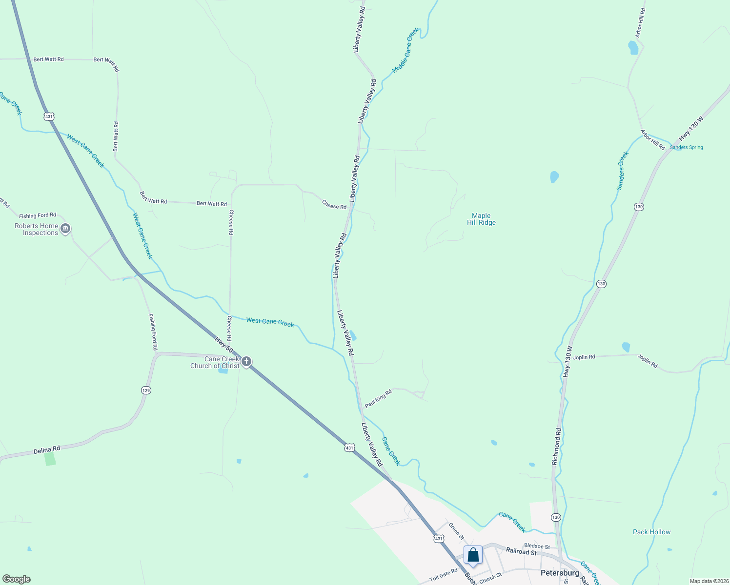 map of restaurants, bars, coffee shops, grocery stores, and more near 4444 Liberty Valley Road in Petersburg