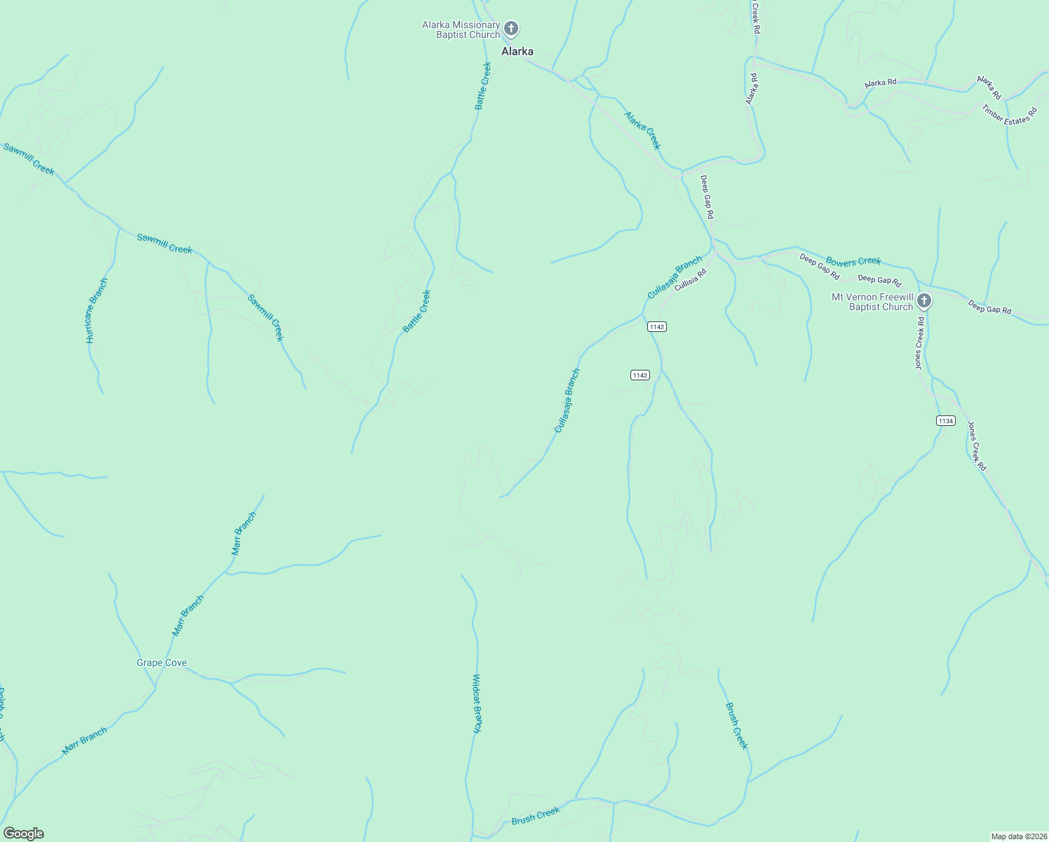map of restaurants, bars, coffee shops, grocery stores, and more near 558 State Road 1143 in Bryson City