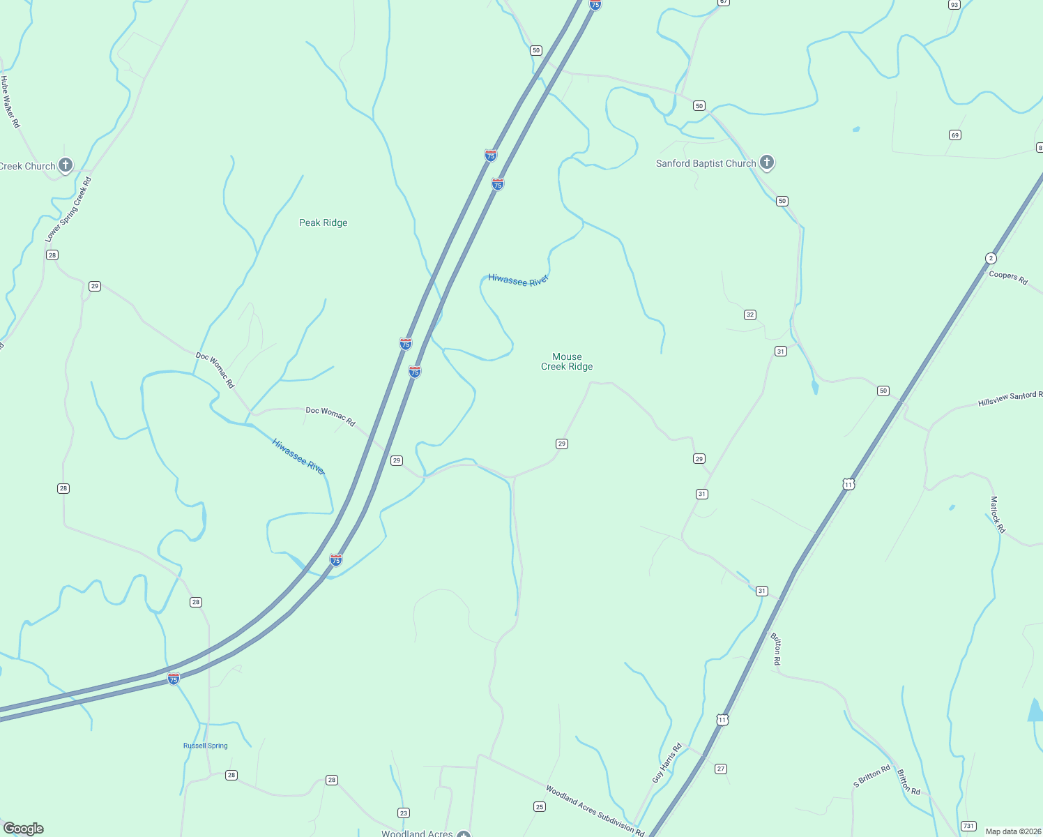map of restaurants, bars, coffee shops, grocery stores, and more near 296 County Road 29 in Riceville