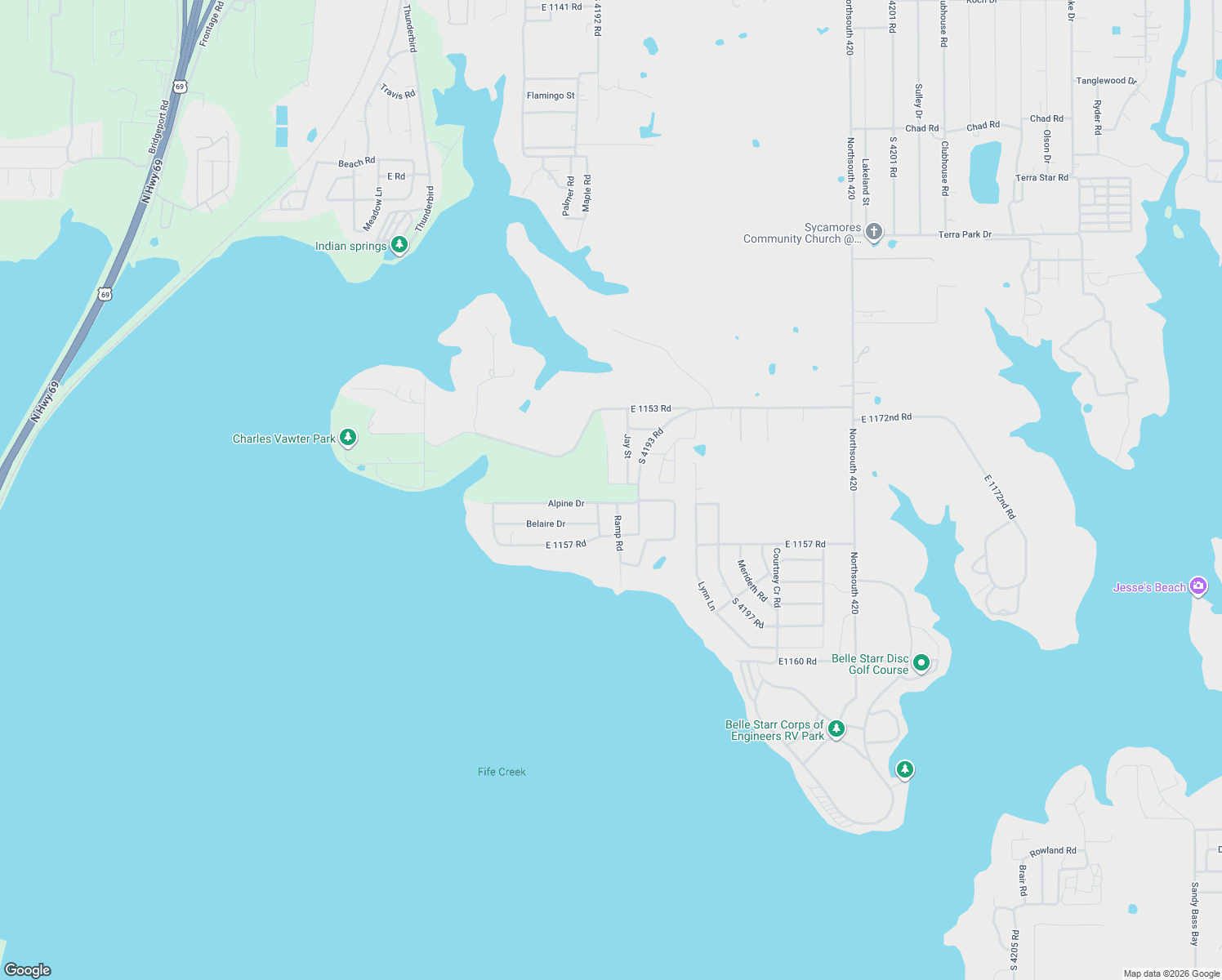 map of restaurants, bars, coffee shops, grocery stores, and more near 165A RR 1 in Eufaula