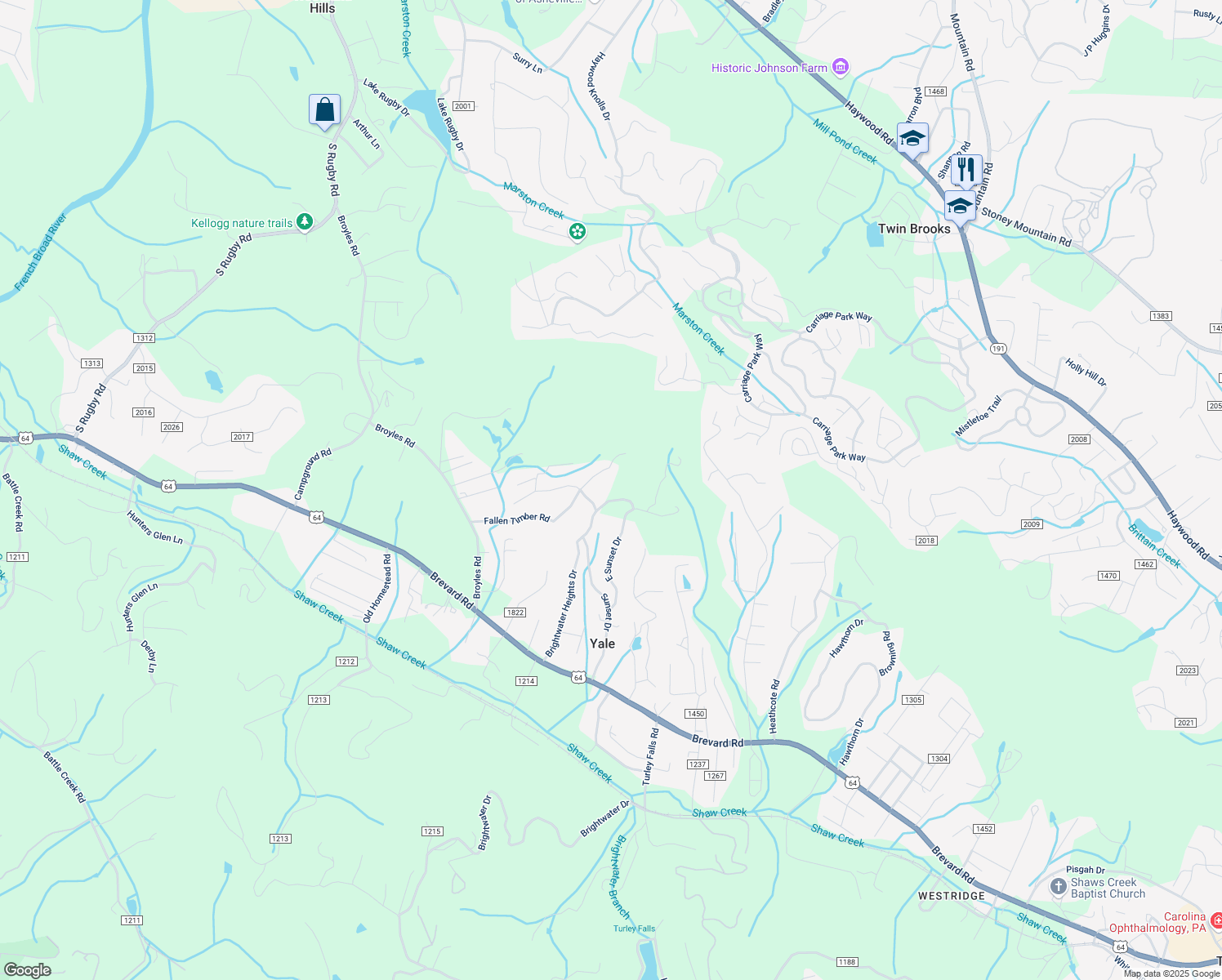 map of restaurants, bars, coffee shops, grocery stores, and more near 129 Ben Mar Lane in Hendersonville