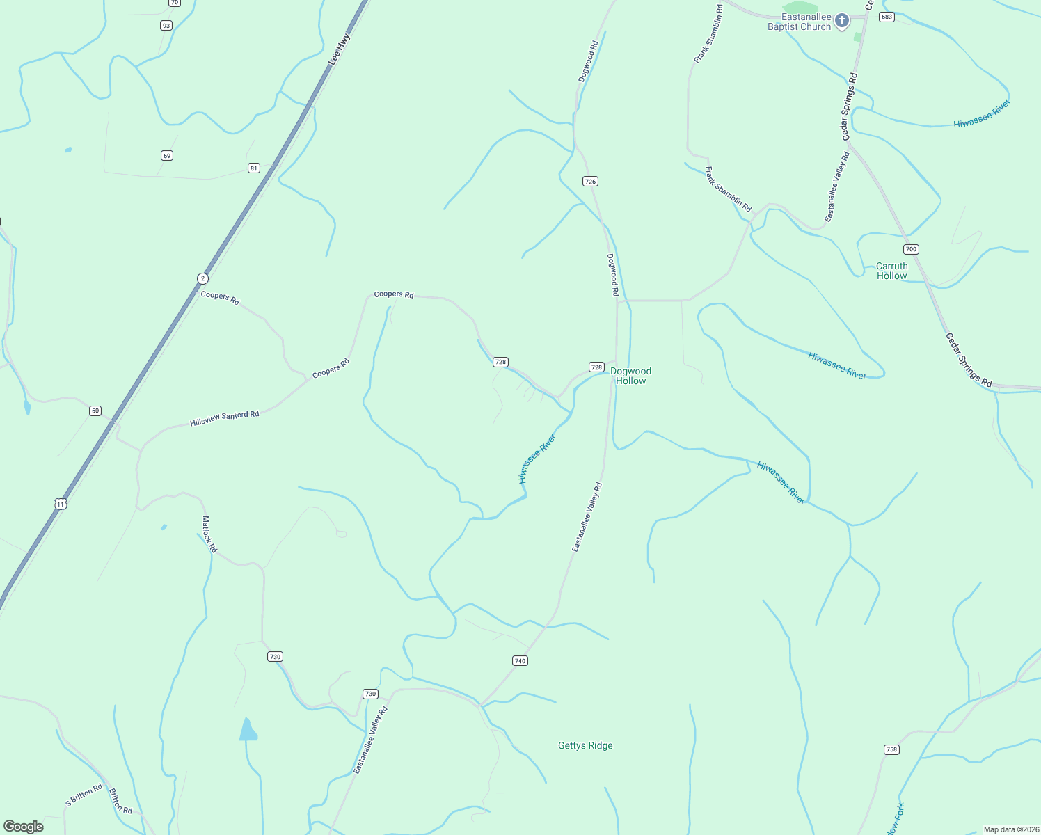 map of restaurants, bars, coffee shops, grocery stores, and more near 456 County Road 728 in Riceville