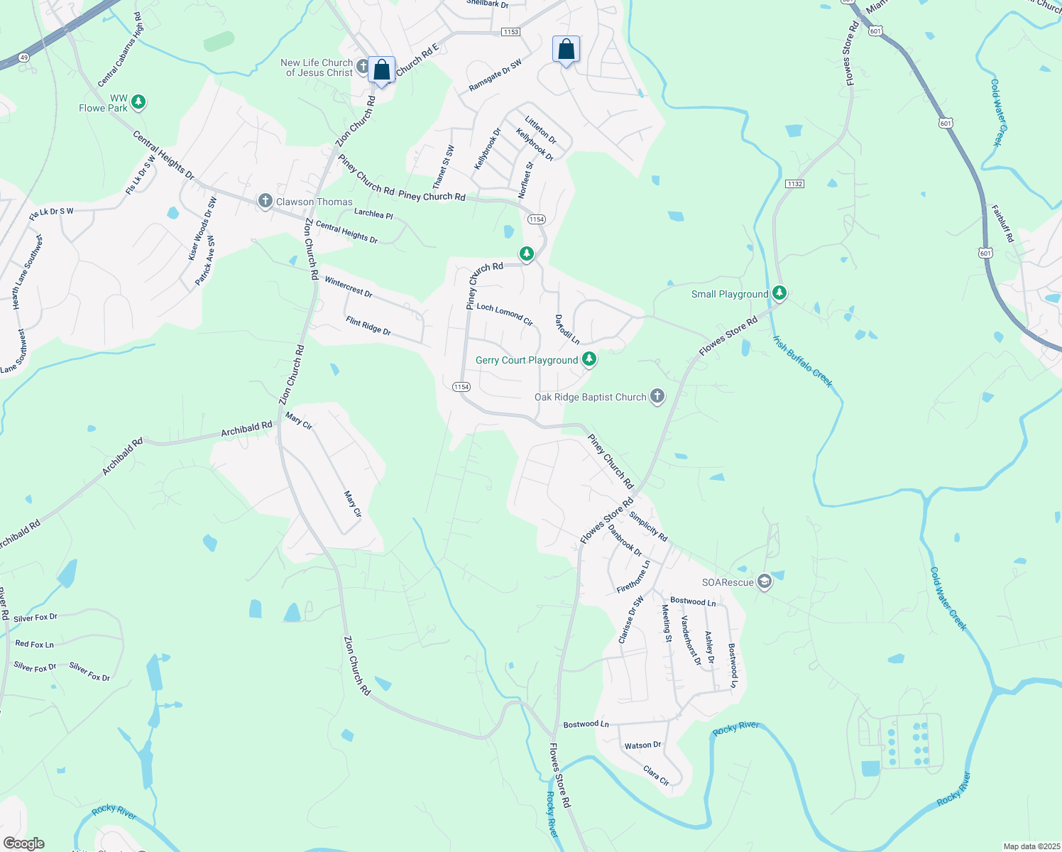 map of restaurants, bars, coffee shops, grocery stores, and more near 1562 Piney Church Rd in Concord