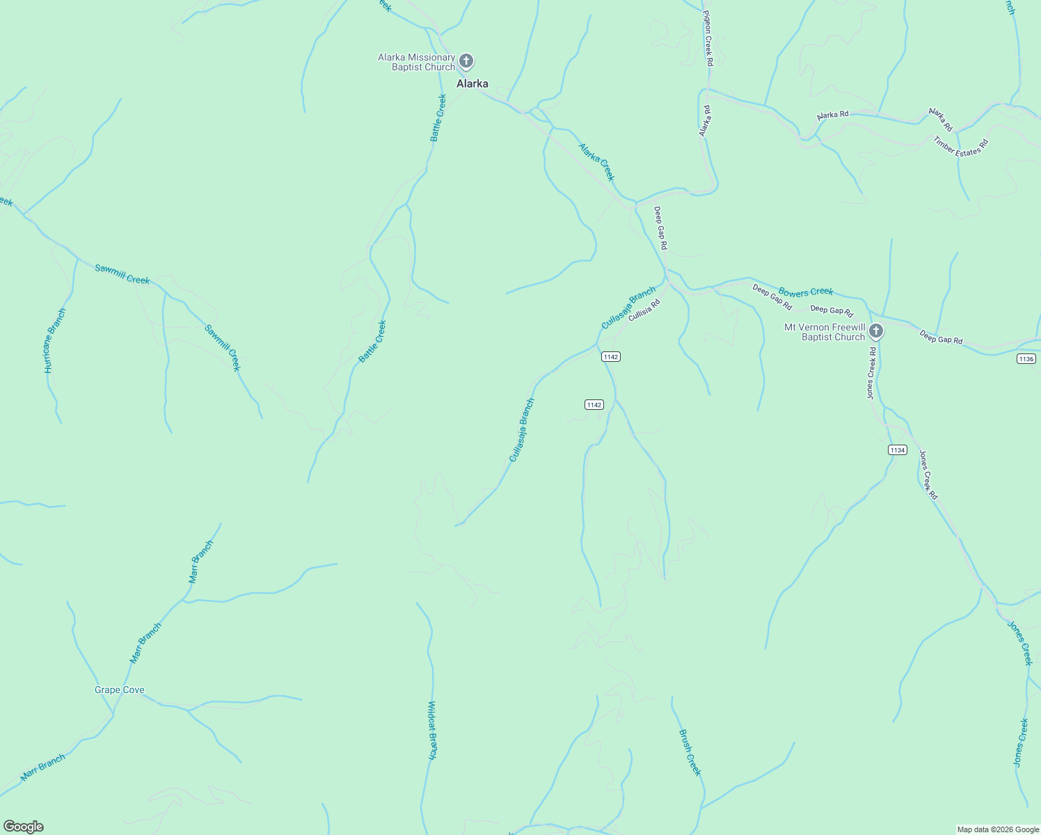 map of restaurants, bars, coffee shops, grocery stores, and more near State Road 1143 in Swain County