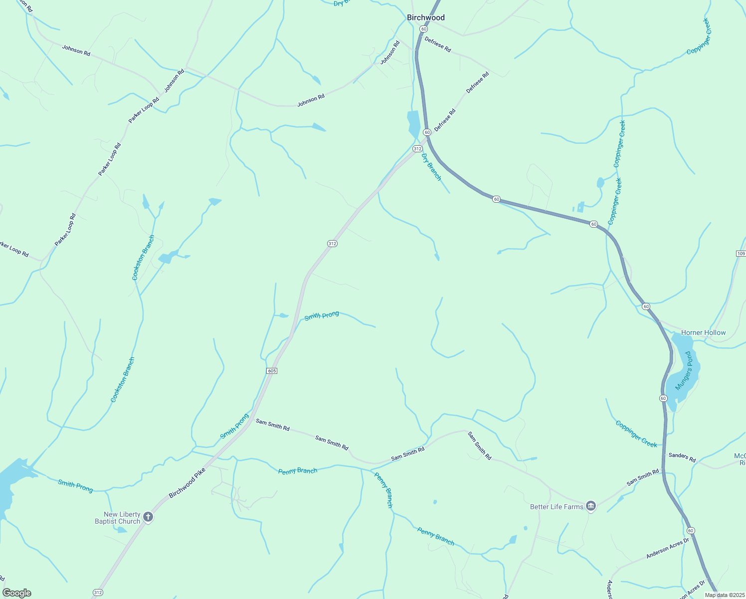 map of restaurants, bars, coffee shops, grocery stores, and more near 14524 Birchwood Pike in Birchwood
