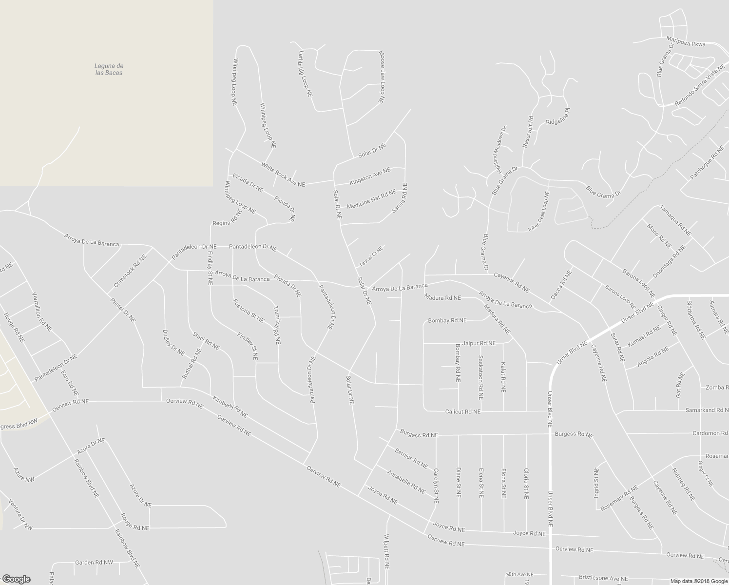 map of restaurants, bars, coffee shops, grocery stores, and more near Solar Drive Northeast in Rio Rancho