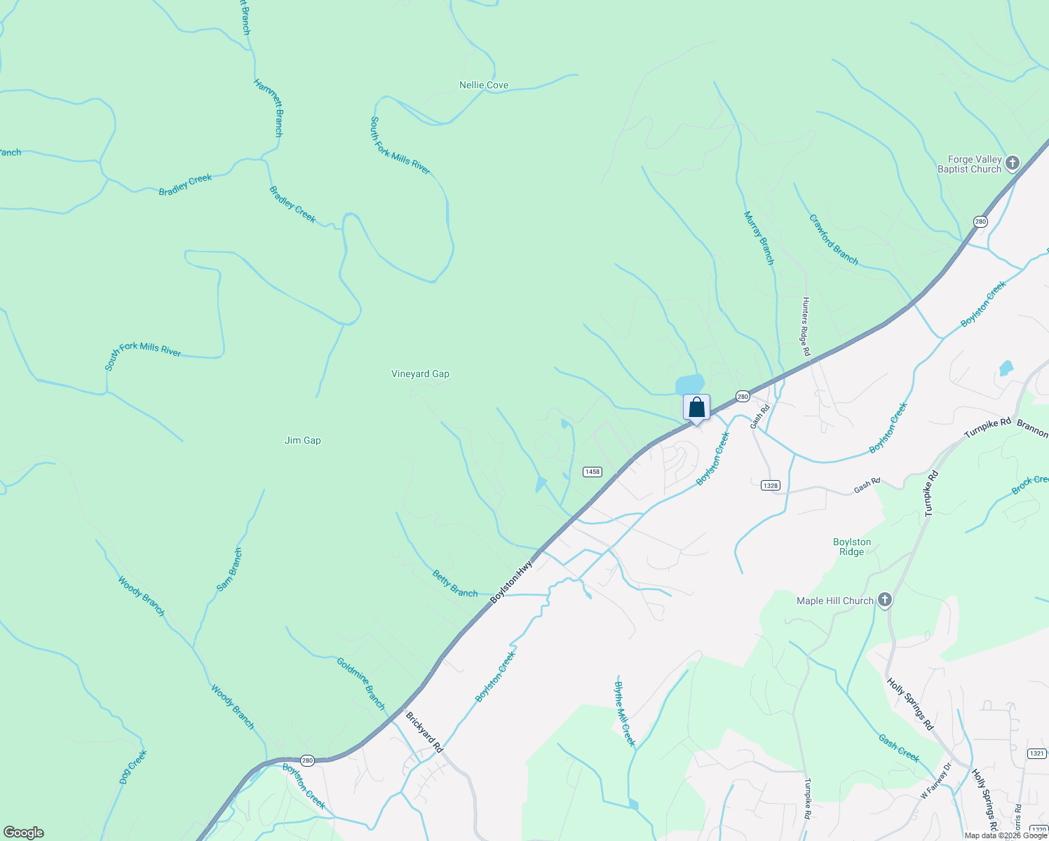 map of restaurants, bars, coffee shops, grocery stores, and more near 100 Goldmine Road in Mills River