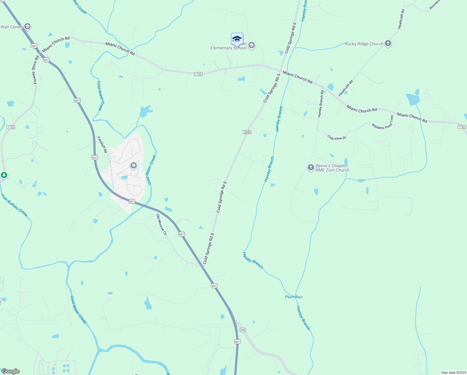 map of restaurants, bars, coffee shops, grocery stores, and more near 5001 Cold Springs Road South in Concord