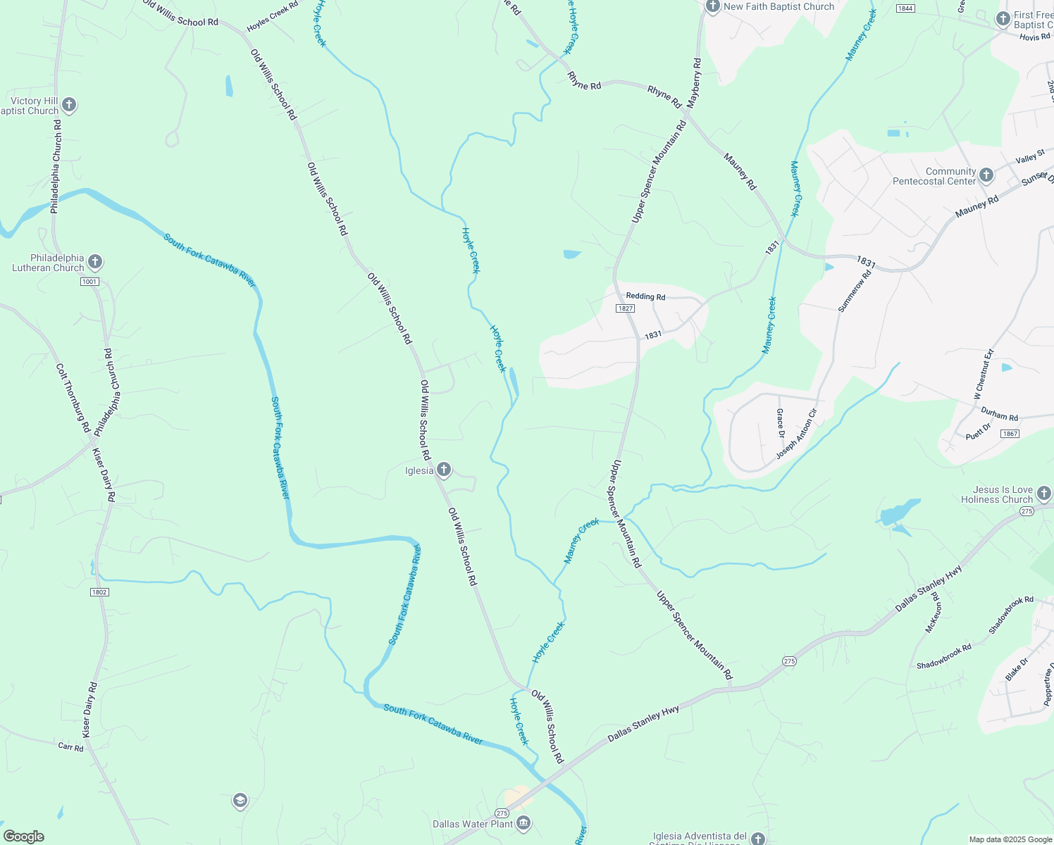 map of restaurants, bars, coffee shops, grocery stores, and more near 208 Rainbow Drive in Stanley