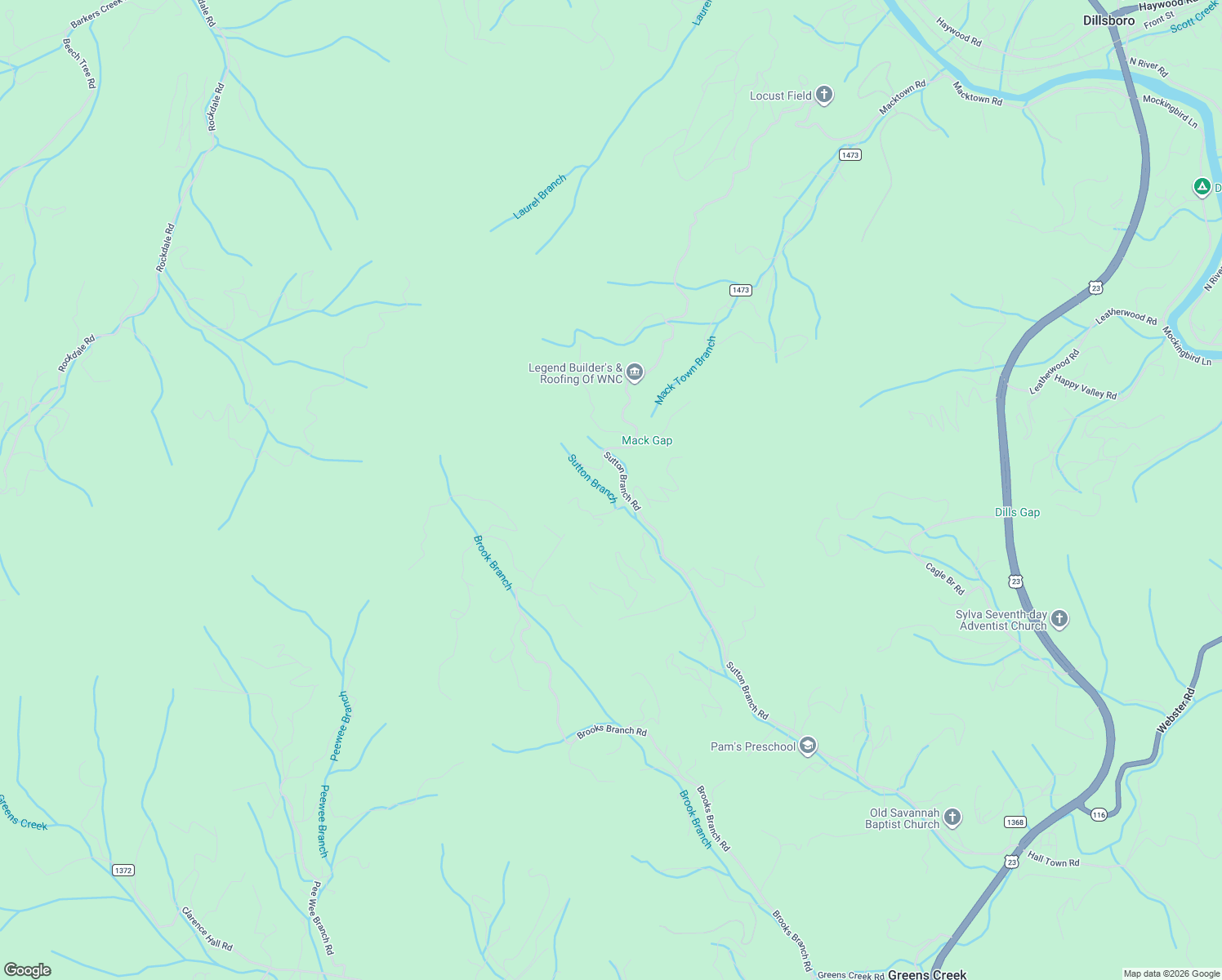 map of restaurants, bars, coffee shops, grocery stores, and more near 10 Chigger Ridge Road in Sylva