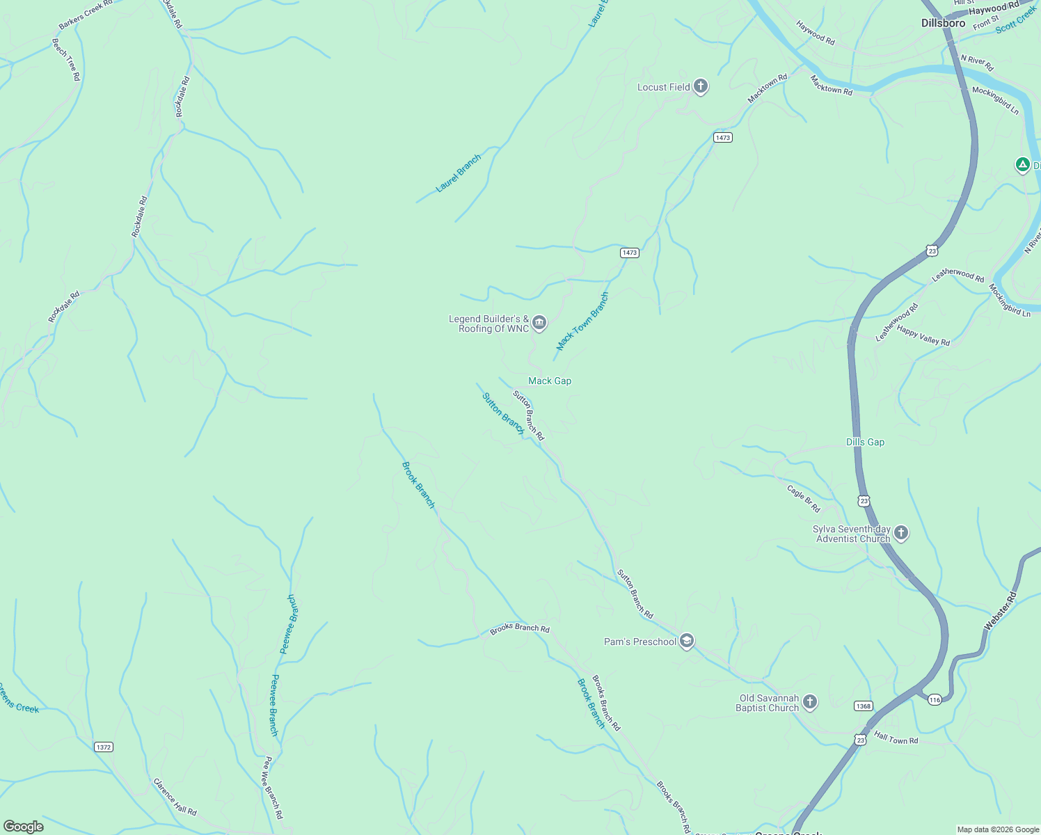map of restaurants, bars, coffee shops, grocery stores, and more near 10 Chigger Ridge Road in Sylva