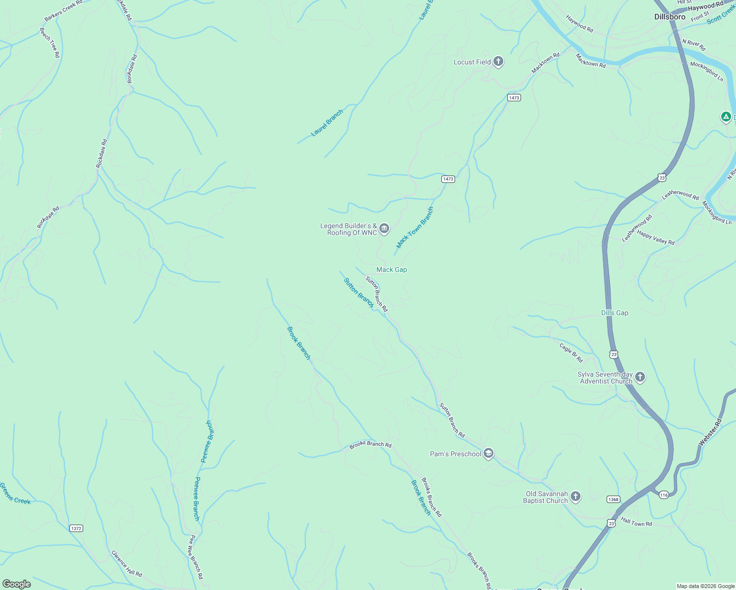 map of restaurants, bars, coffee shops, grocery stores, and more near 10 Chigger Ridge Road in Sylva