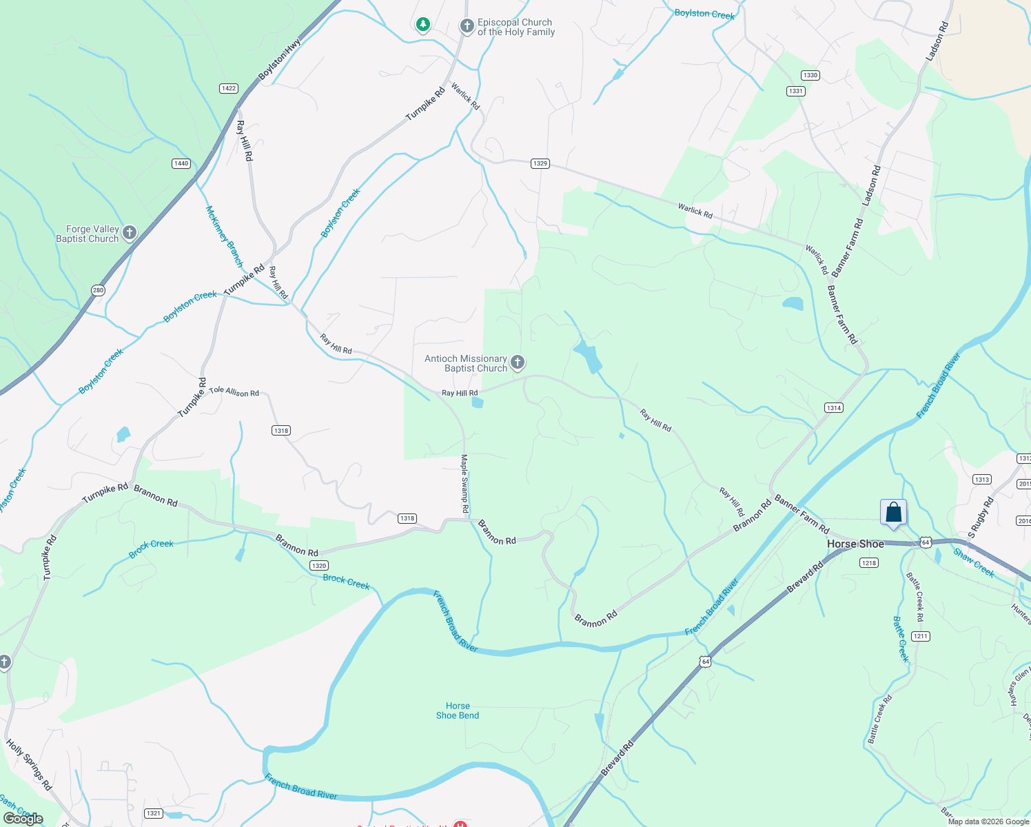 map of restaurants, bars, coffee shops, grocery stores, and more near 15 Edelweiss Drive in Horse Shoe