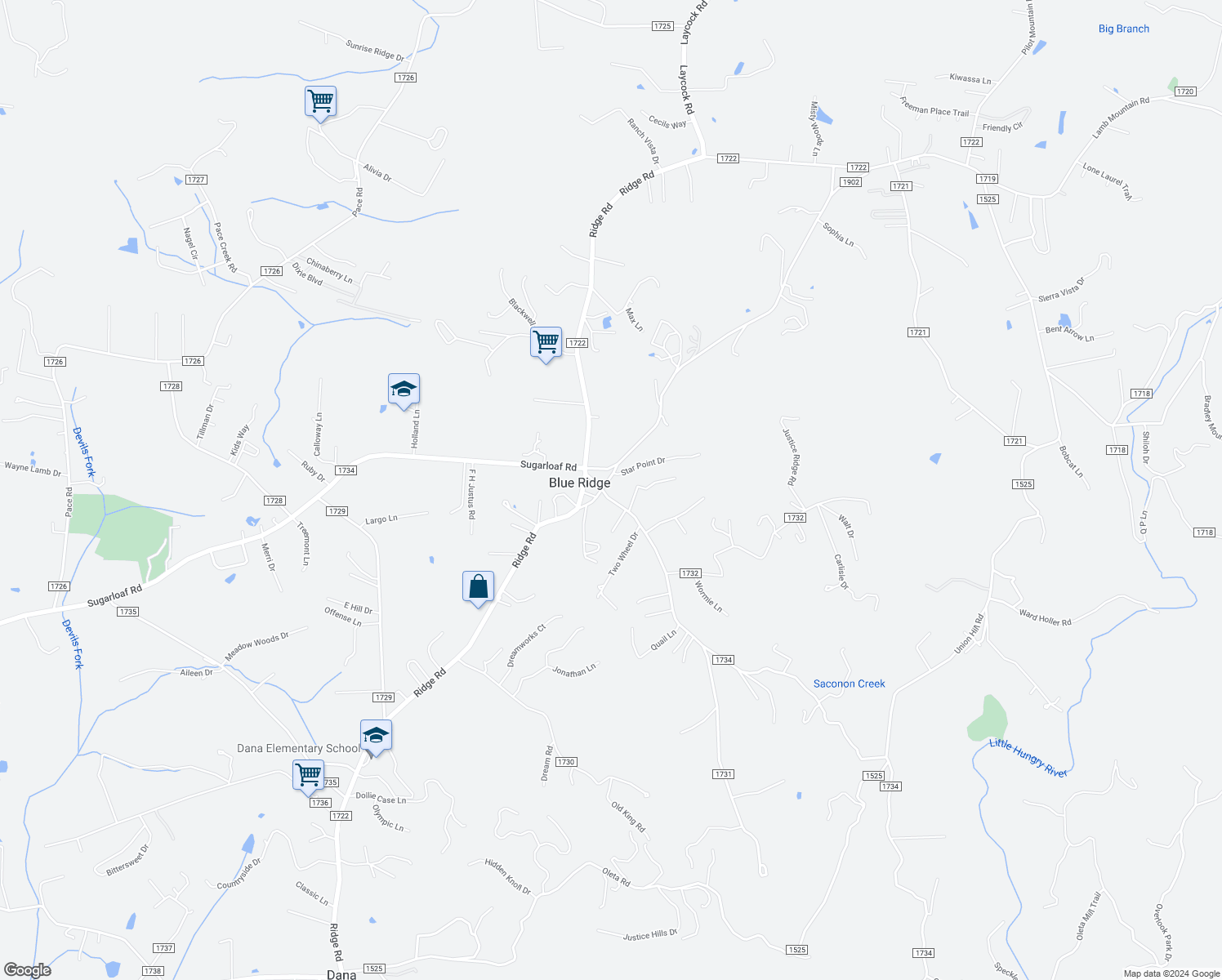 map of restaurants, bars, coffee shops, grocery stores, and more near 120 Piney Mountain Road in Hendersonville