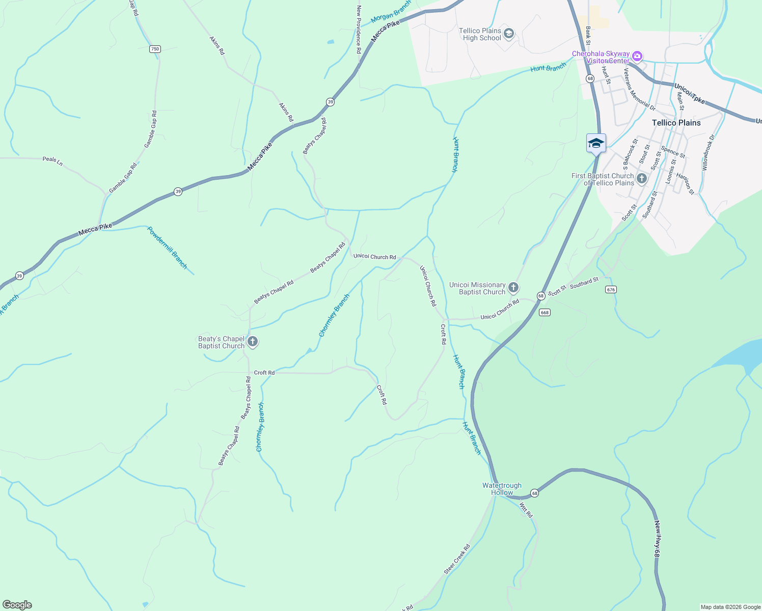 map of restaurants, bars, coffee shops, grocery stores, and more near in Tellico Plains