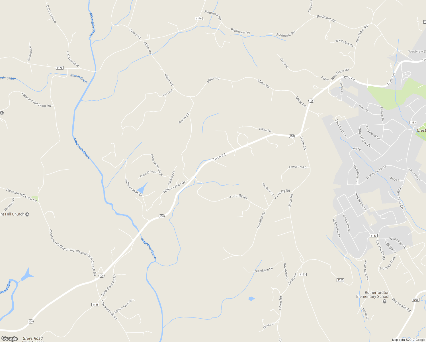 map of restaurants, bars, coffee shops, grocery stores, and more near 1367 North Carolina 108 in Rutherfordton