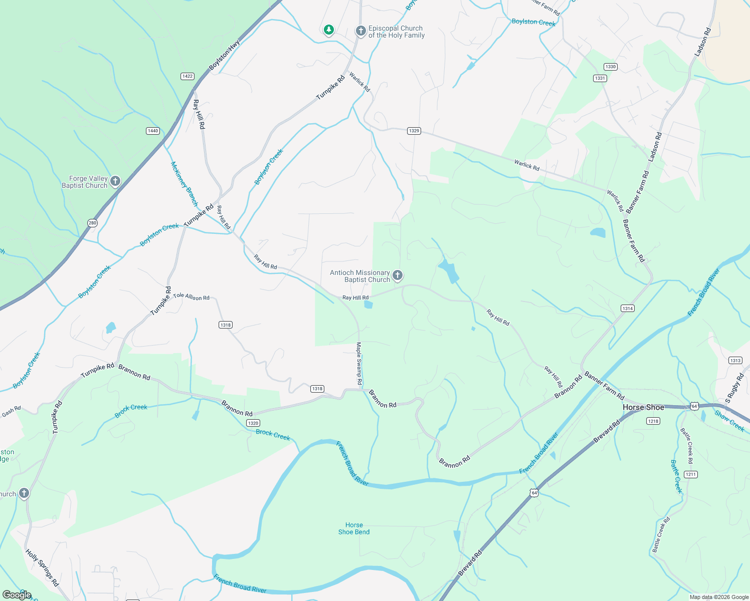 map of restaurants, bars, coffee shops, grocery stores, and more near 236 State Route 1316 in Mills River