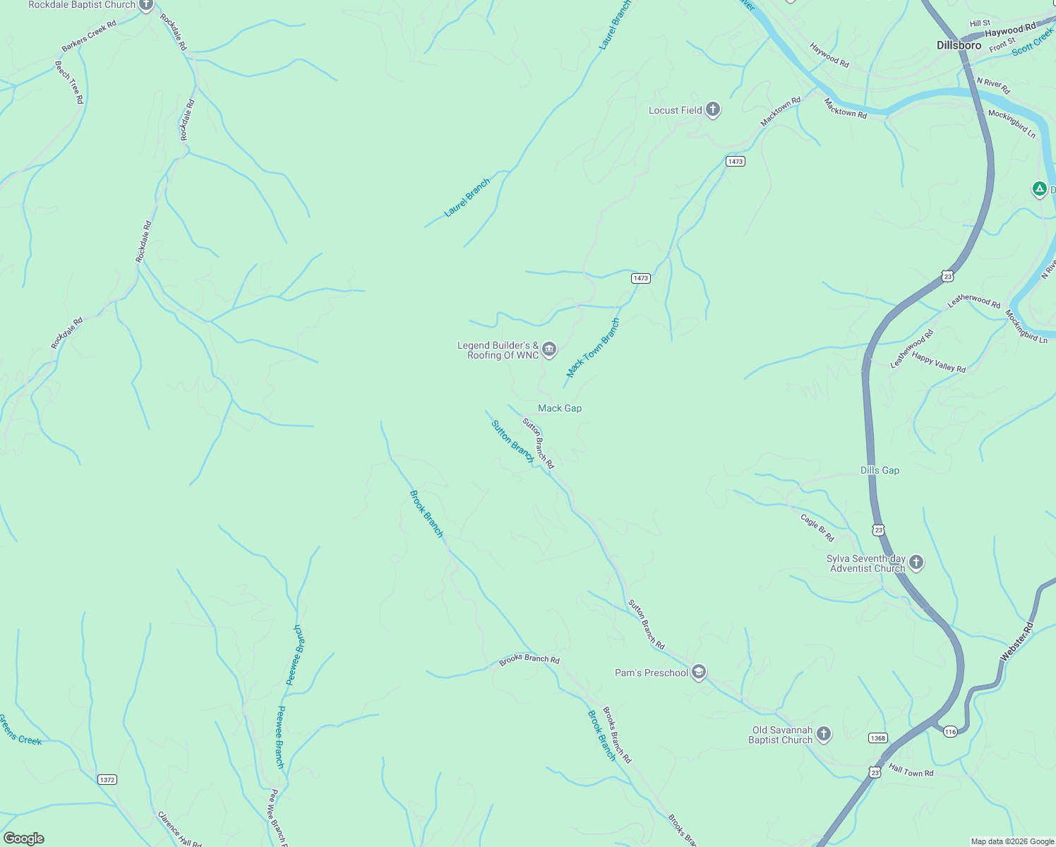 map of restaurants, bars, coffee shops, grocery stores, and more near 949-953 Macktown Gap Road Road in Sylva