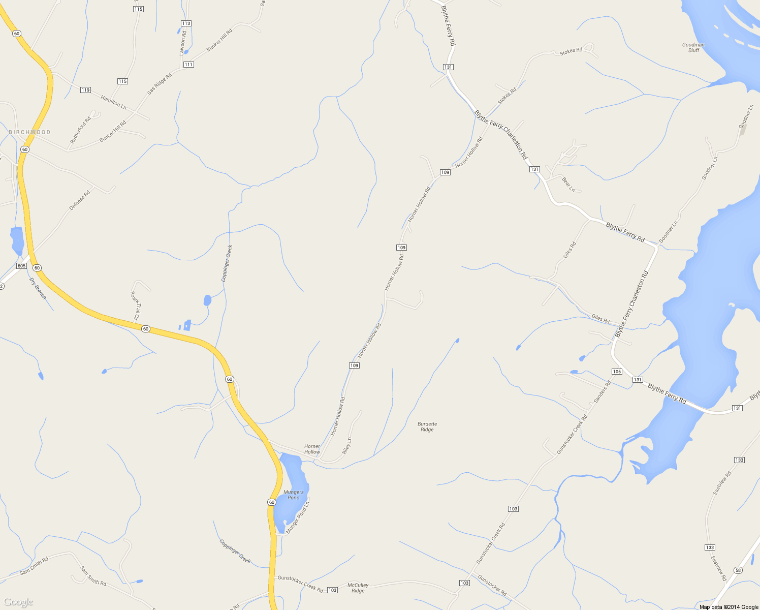 map of restaurants, bars, coffee shops, grocery stores, and more near 1087 Horner Hollow Road in Birchwood