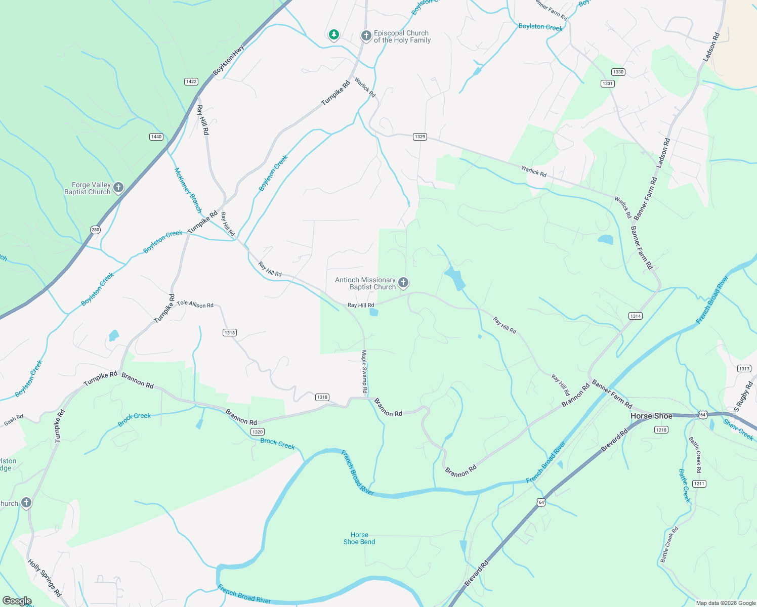 map of restaurants, bars, coffee shops, grocery stores, and more near 236 State Route 1316 in Mills River