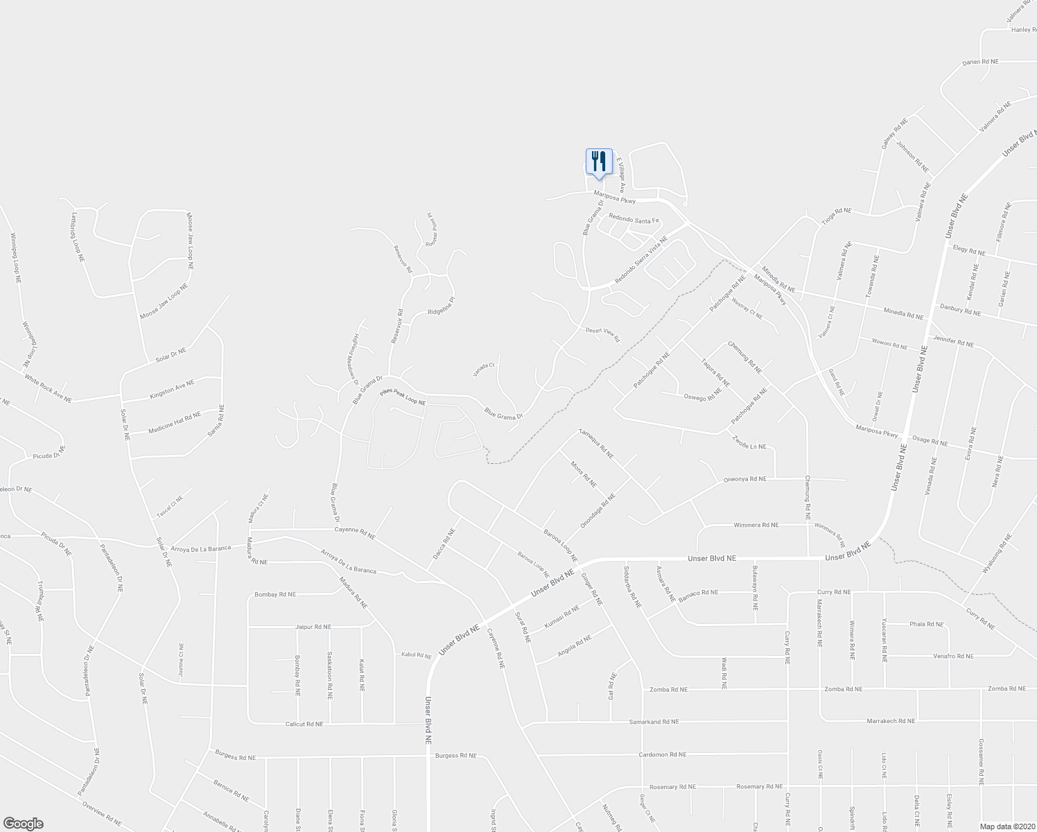 map of restaurants, bars, coffee shops, grocery stores, and more near 2324 Venada Road in Rio Rancho