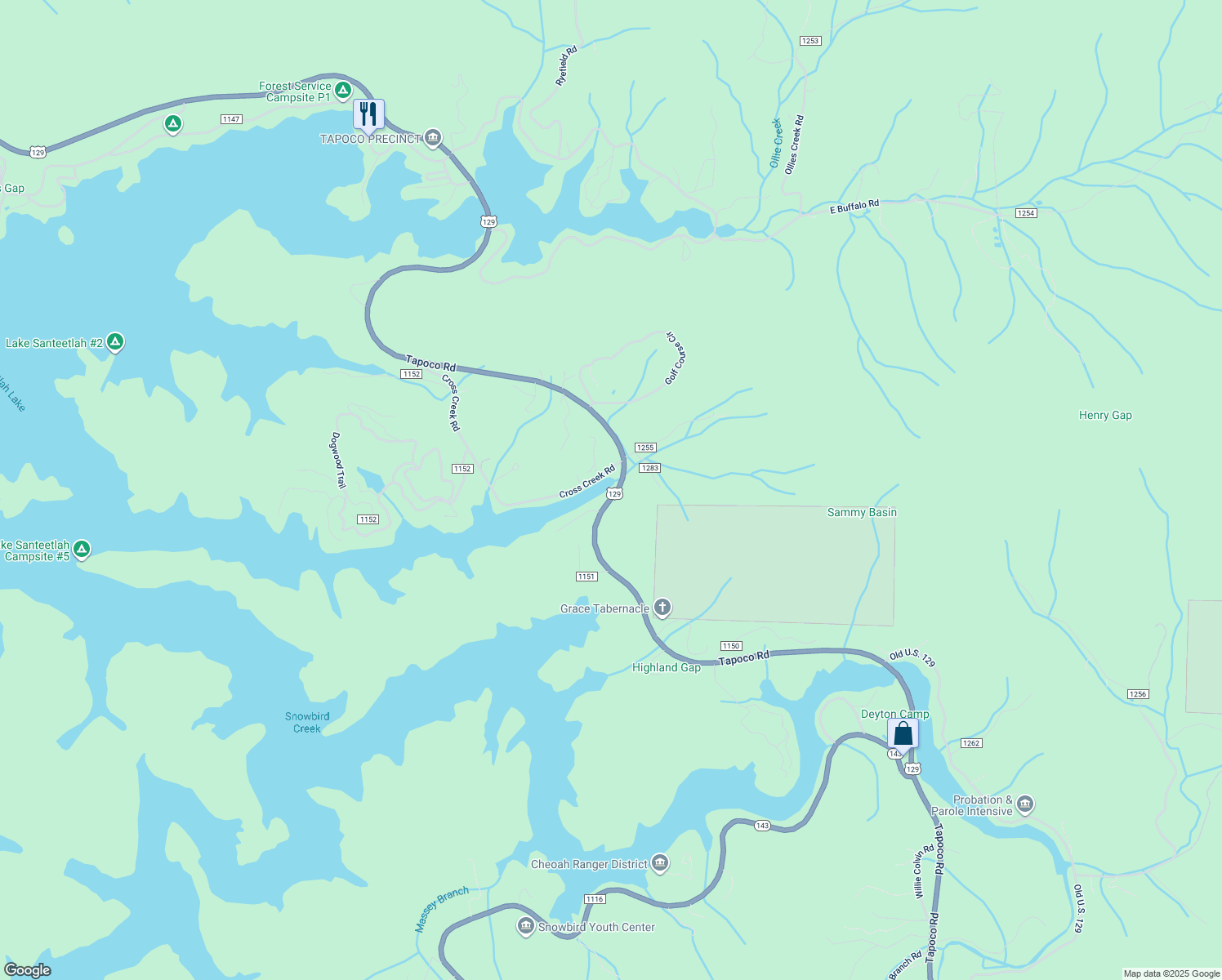 map of restaurants, bars, coffee shops, grocery stores, and more near 2677-2717 Tapoco Road in Robbinsville