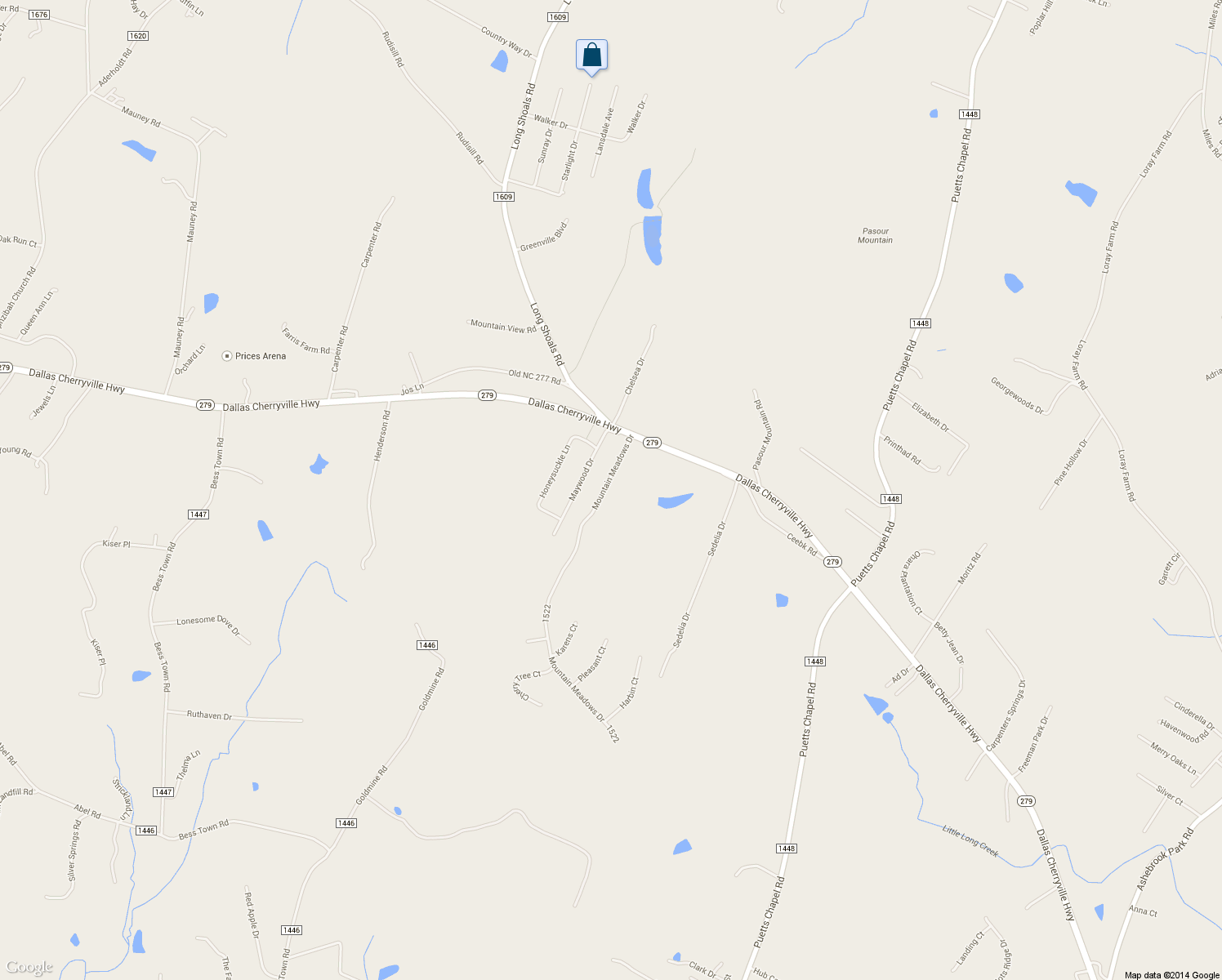 map of restaurants, bars, coffee shops, grocery stores, and more near 141 Mountain Meadows Drive in Bessemer City