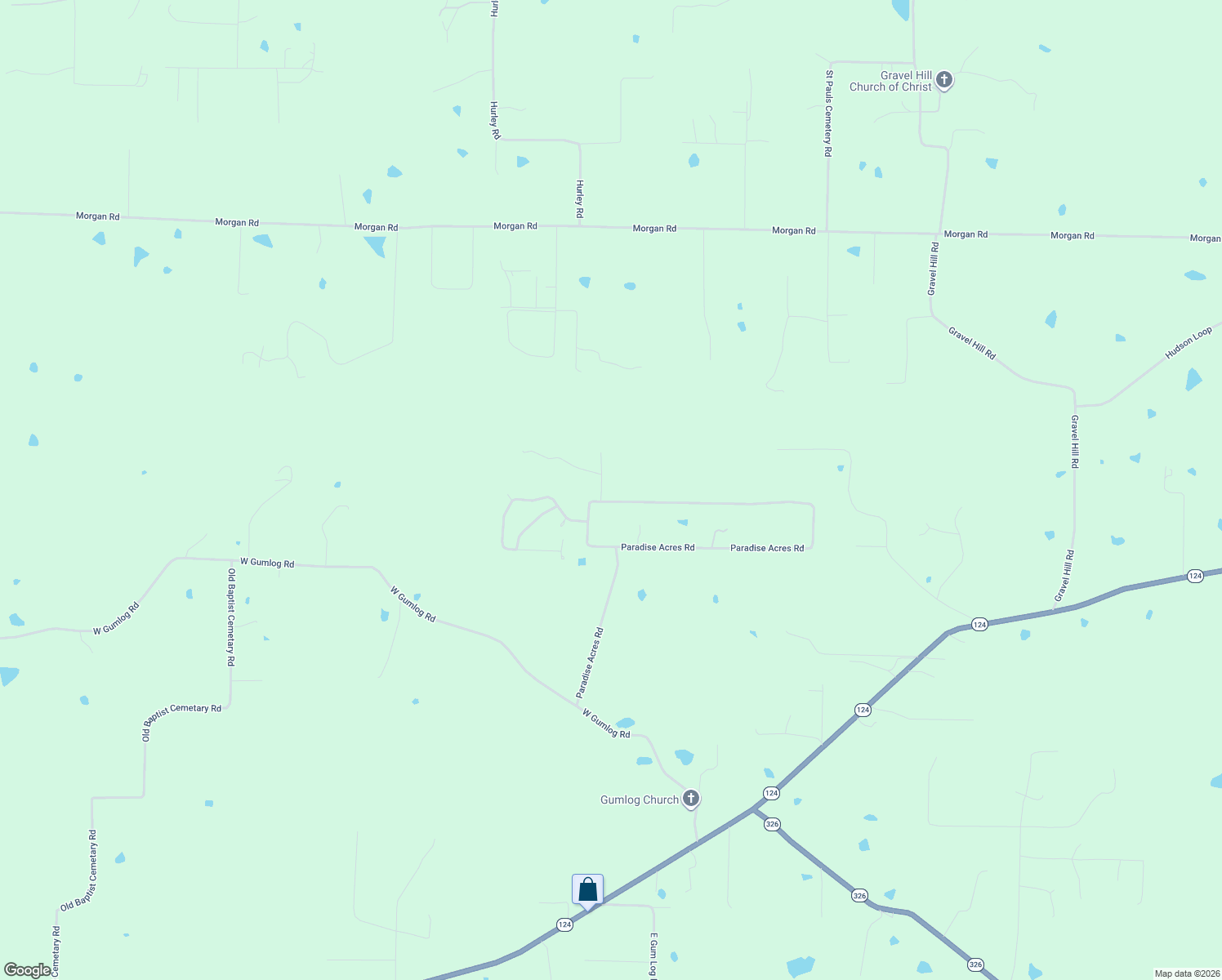 map of restaurants, bars, coffee shops, grocery stores, and more near 1814 Paradise Acres Road in Russellville