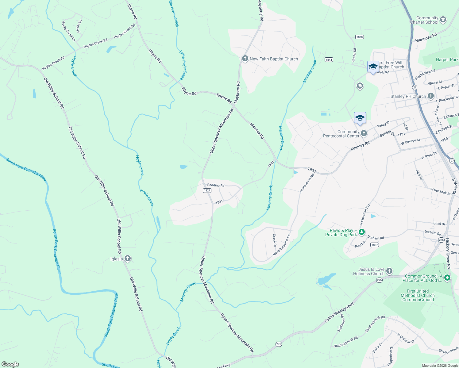 map of restaurants, bars, coffee shops, grocery stores, and more near 209 Redding Road in Stanley