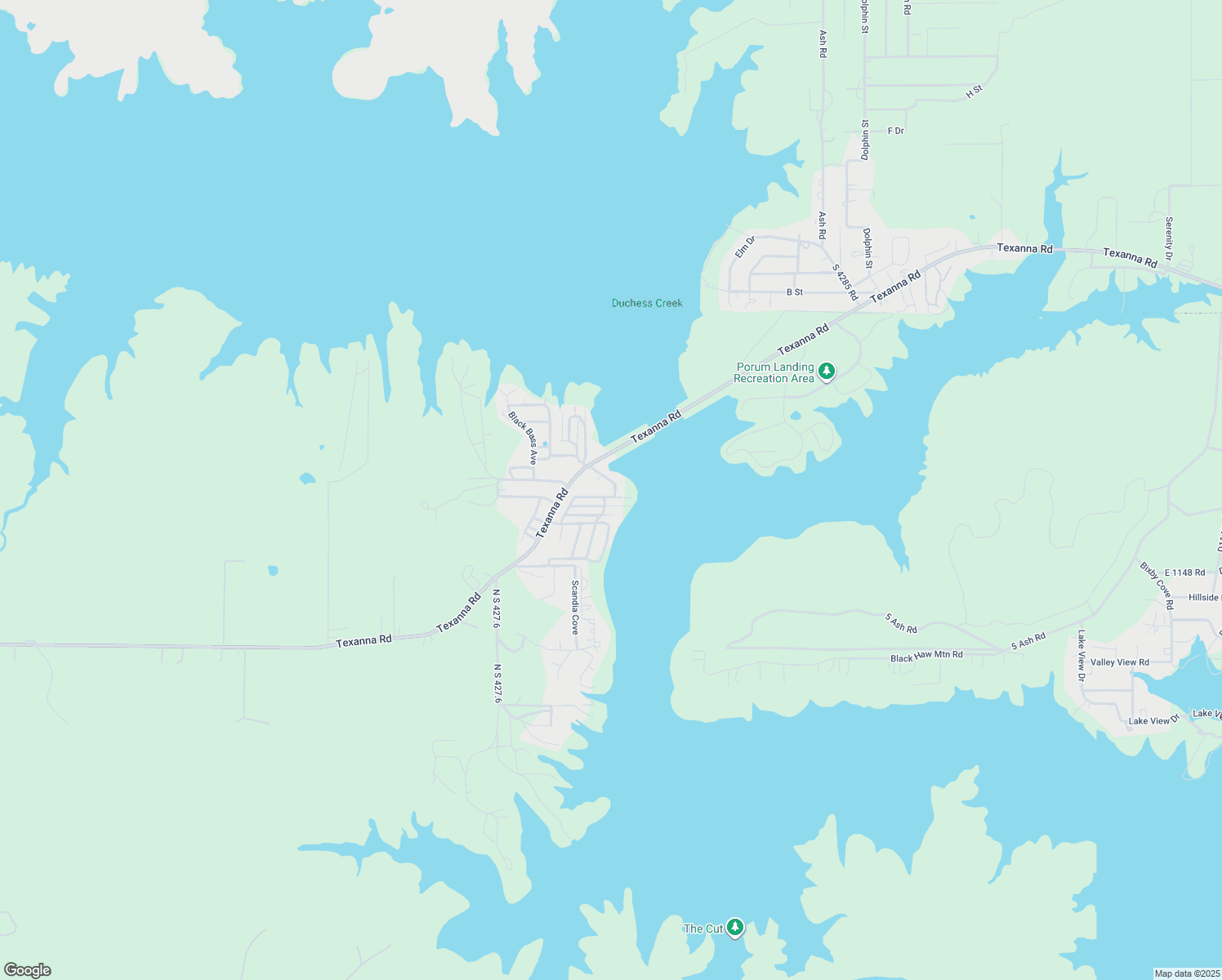 map of restaurants, bars, coffee shops, grocery stores, and more near 427775 East 1145 Road in Porum