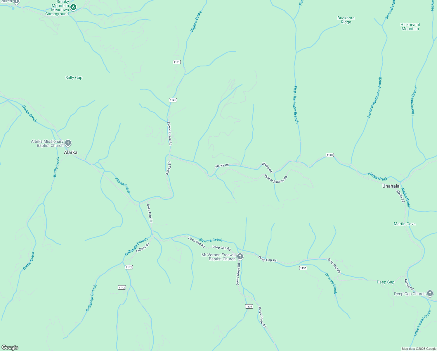 map of restaurants, bars, coffee shops, grocery stores, and more near 141 Timber Estates Road in Bryson City