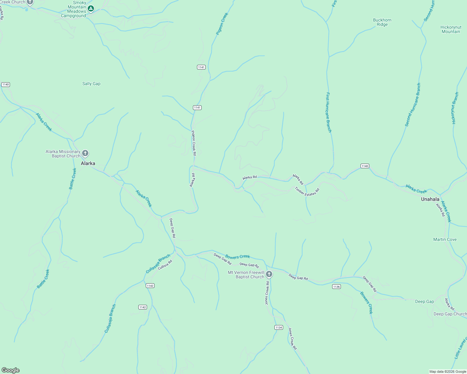 map of restaurants, bars, coffee shops, grocery stores, and more near 5198 Alarka Road in Bryson City