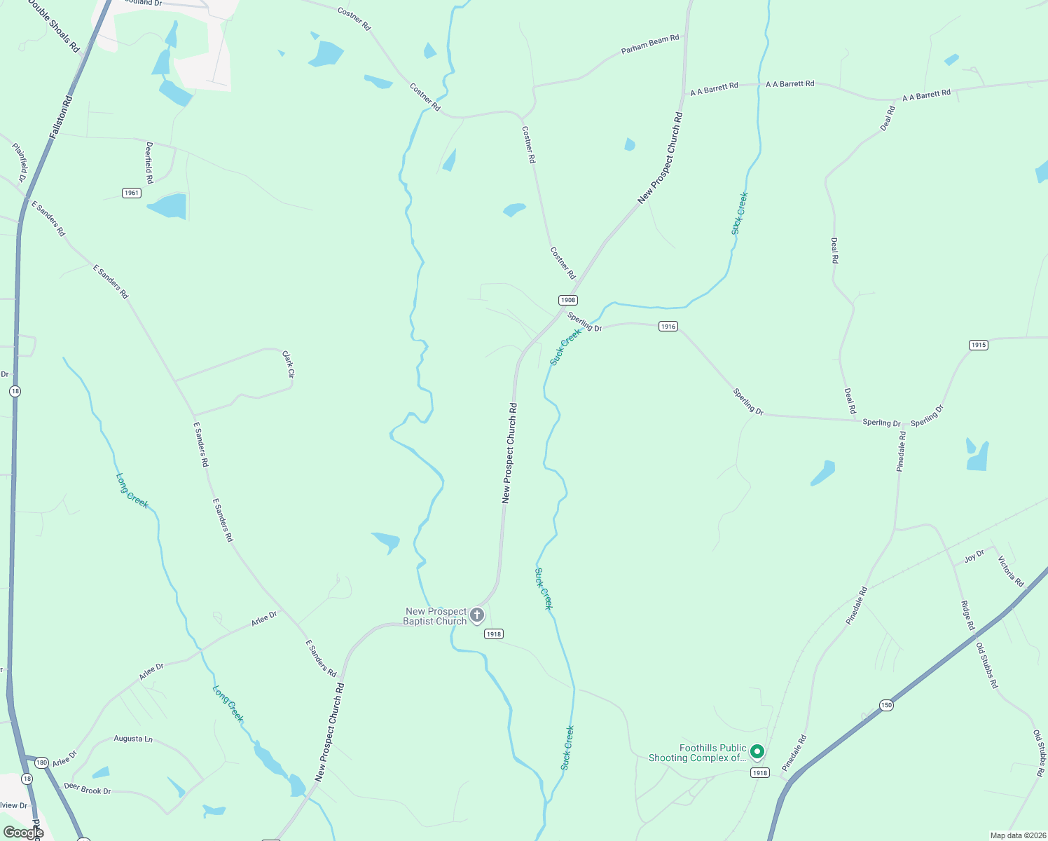 map of restaurants, bars, coffee shops, grocery stores, and more near 2112 New Prospect Church Road in Shelby