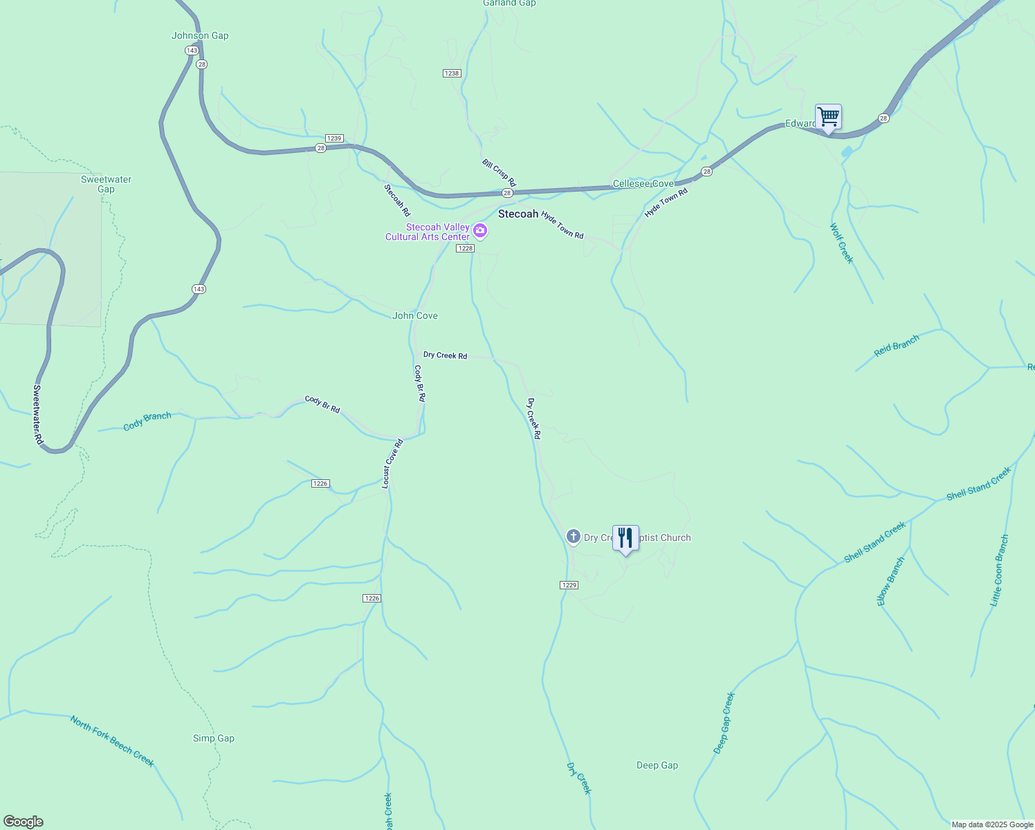 map of restaurants, bars, coffee shops, grocery stores, and more near 486 Dry Creek Road in Robbinsville