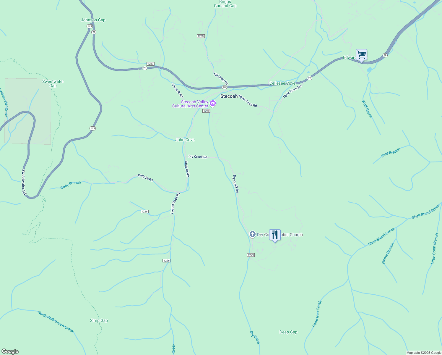map of restaurants, bars, coffee shops, grocery stores, and more near 486 Dry Creek Road in Robbinsville