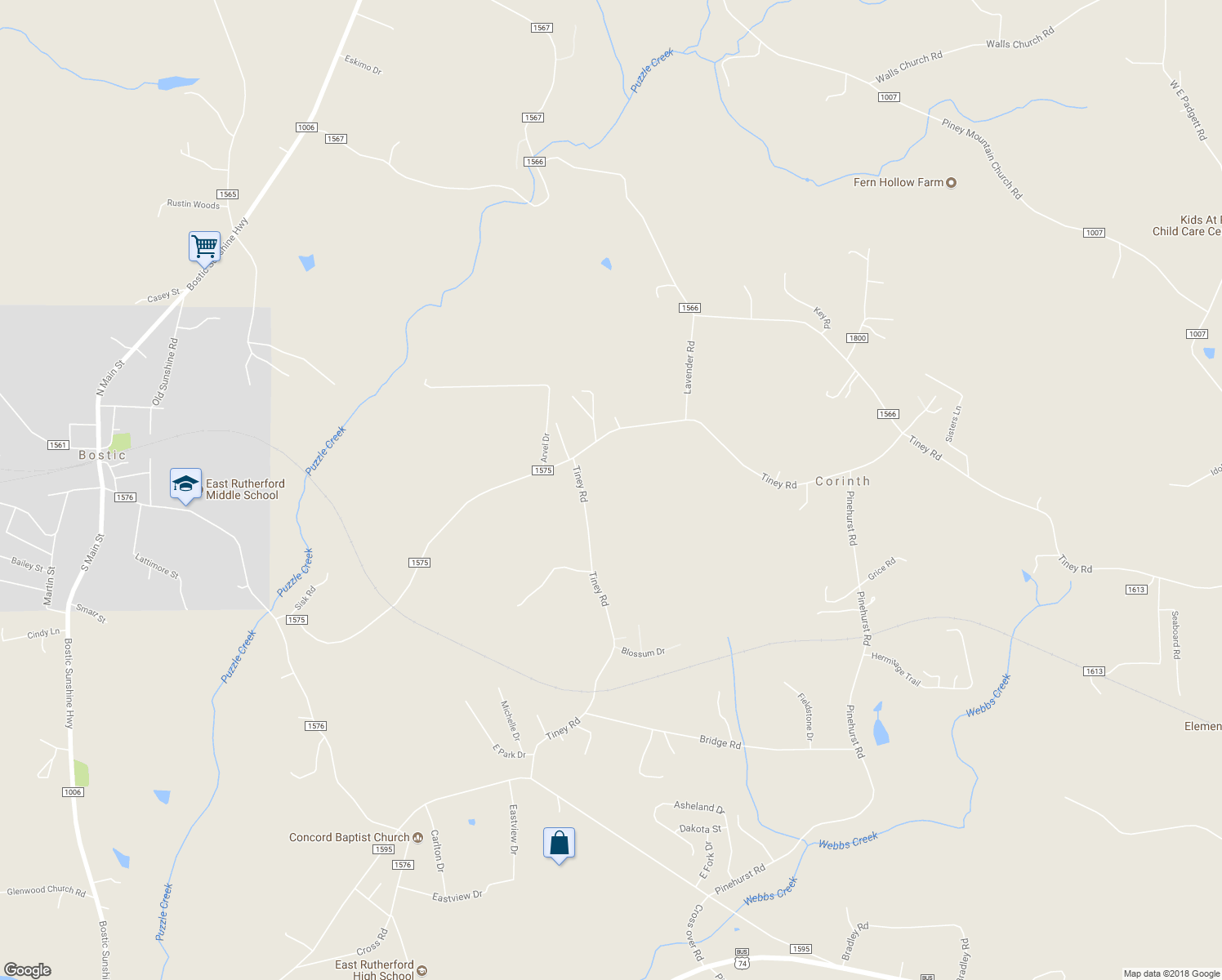 map of restaurants, bars, coffee shops, grocery stores, and more near 600 Tiney Road in Ellenboro