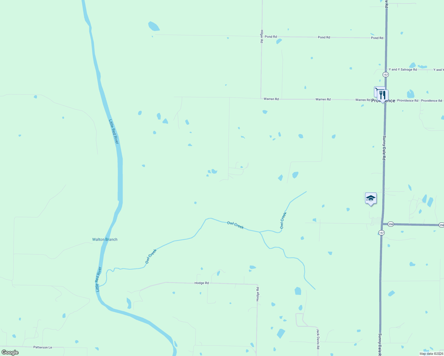 map of restaurants, bars, coffee shops, grocery stores, and more near 194 House Road in Judsonia