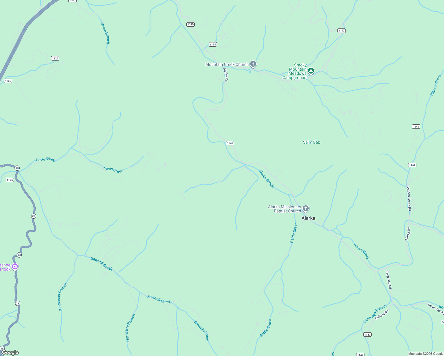map of restaurants, bars, coffee shops, grocery stores, and more near 240 Carpenter Road in Bryson City