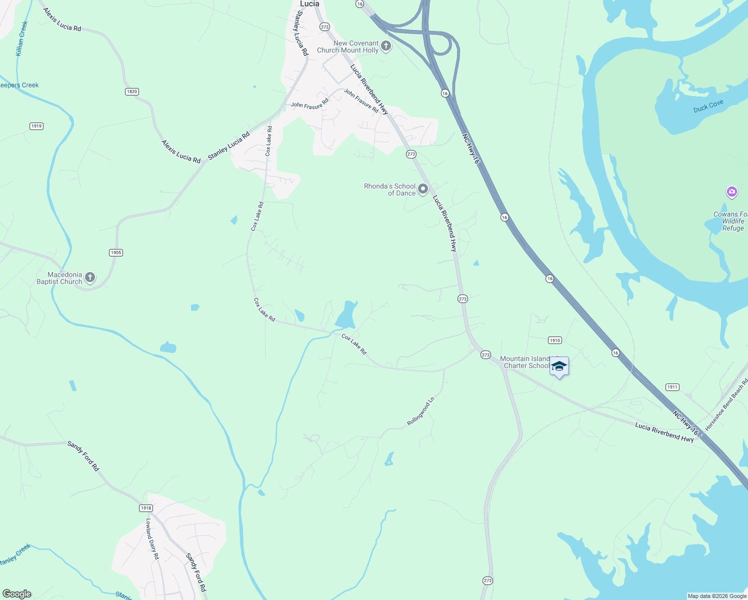 map of restaurants, bars, coffee shops, grocery stores, and more near 1045 Jones Hill Drive in Stanley