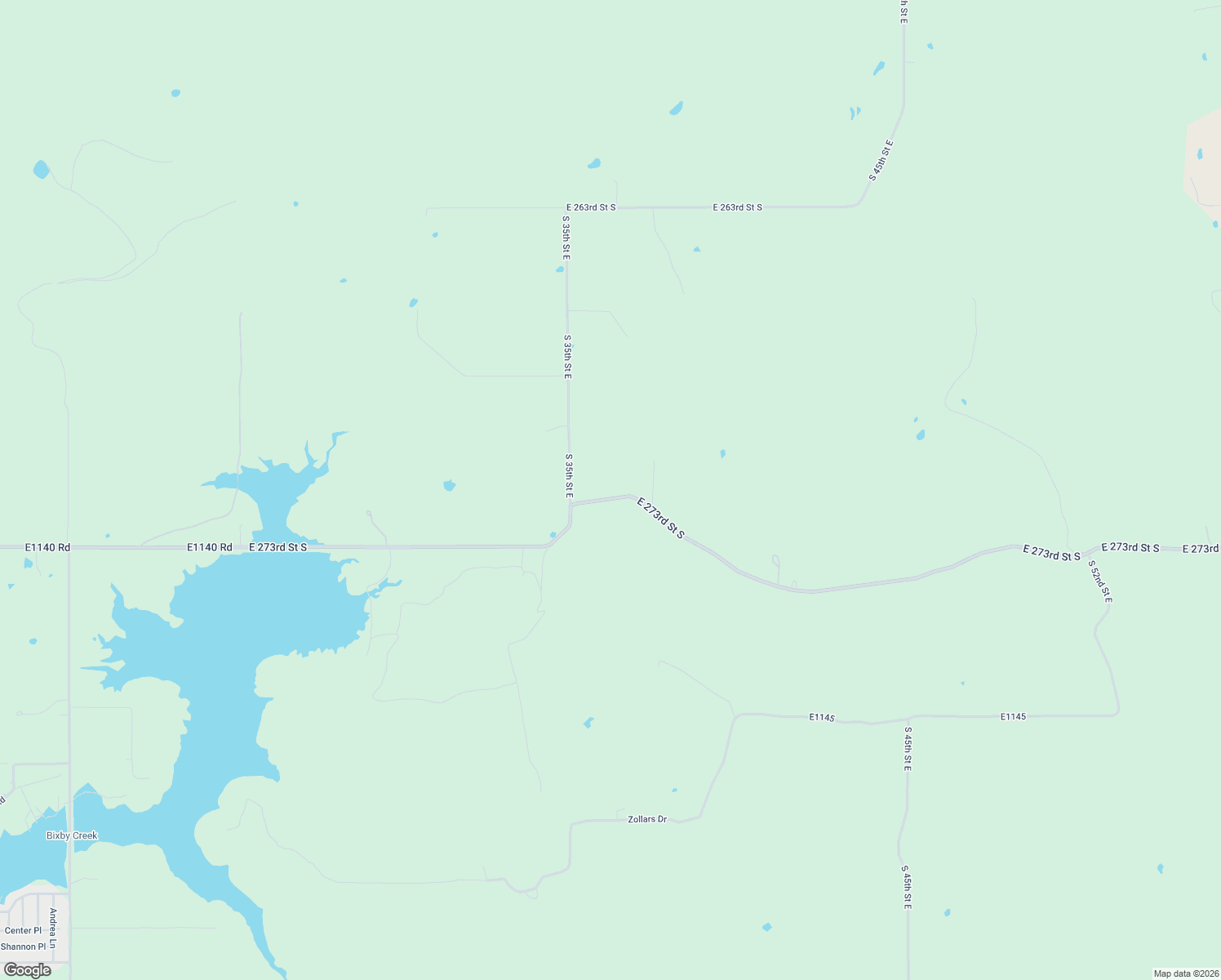 map of restaurants, bars, coffee shops, grocery stores, and more near 3585 East 273rd Street South in Porum